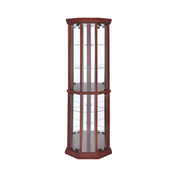 Traditional 6-Shelf Corner Curio Cabinet Medium Brown