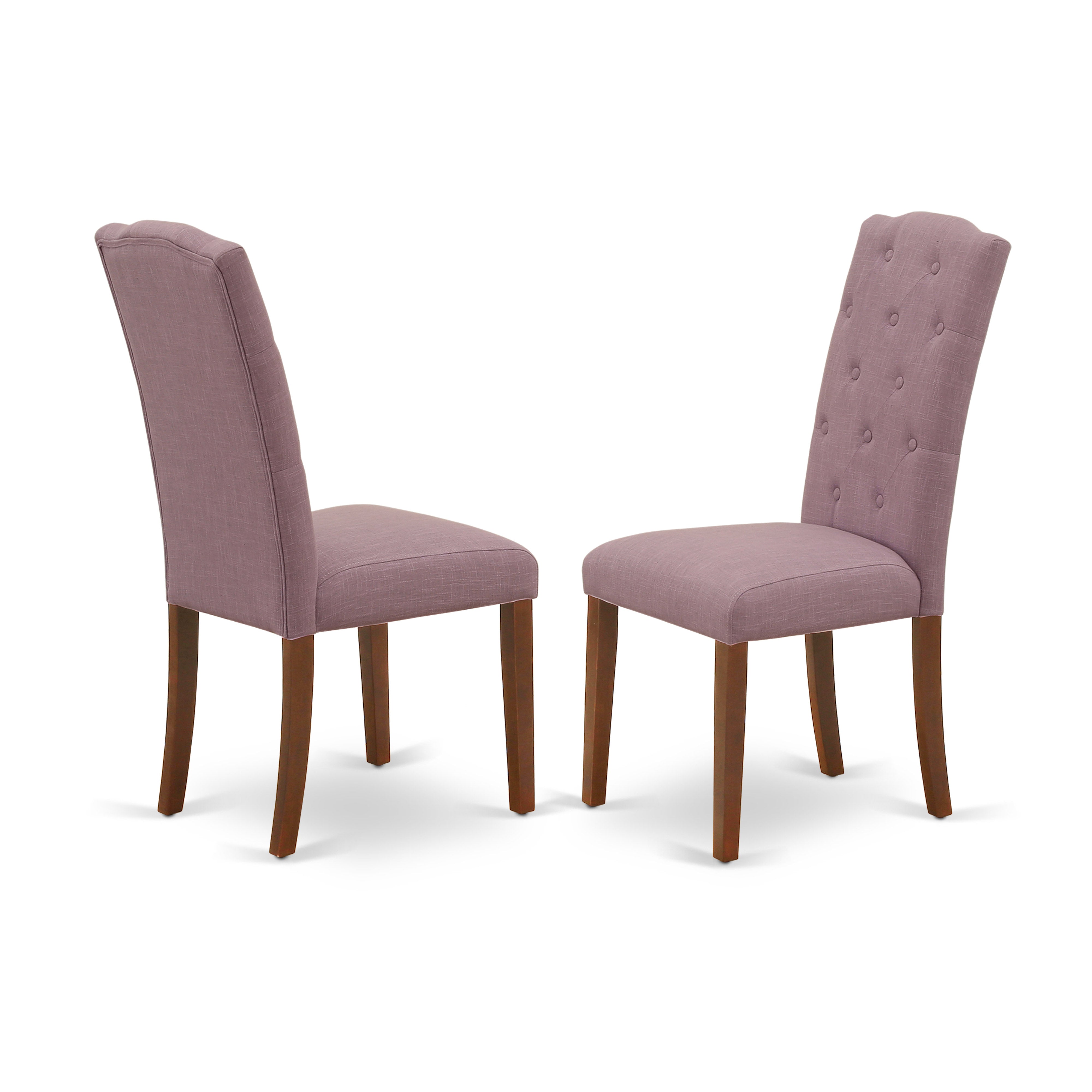 DUCE5-MAH-10 5Pc Dining Set Includes a Rectangle Dining Table and Four Parson Chairs with Dahlia Fabric, Mahogany Finish