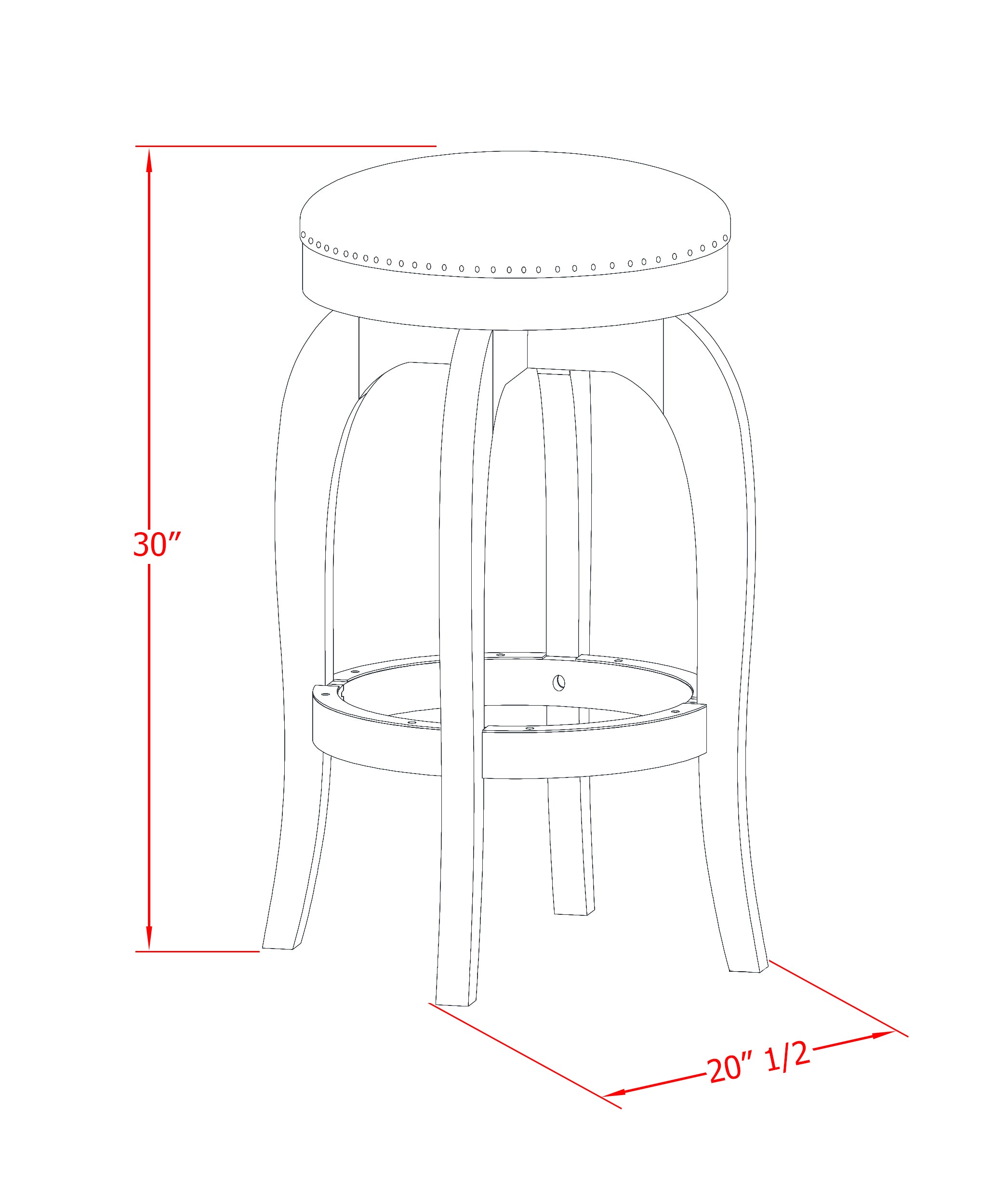 BFS030-202 Bedford Swivel Backless Barstool 30'' Seat Height With Linen White Leg And Pu Leather Sandalwood Color