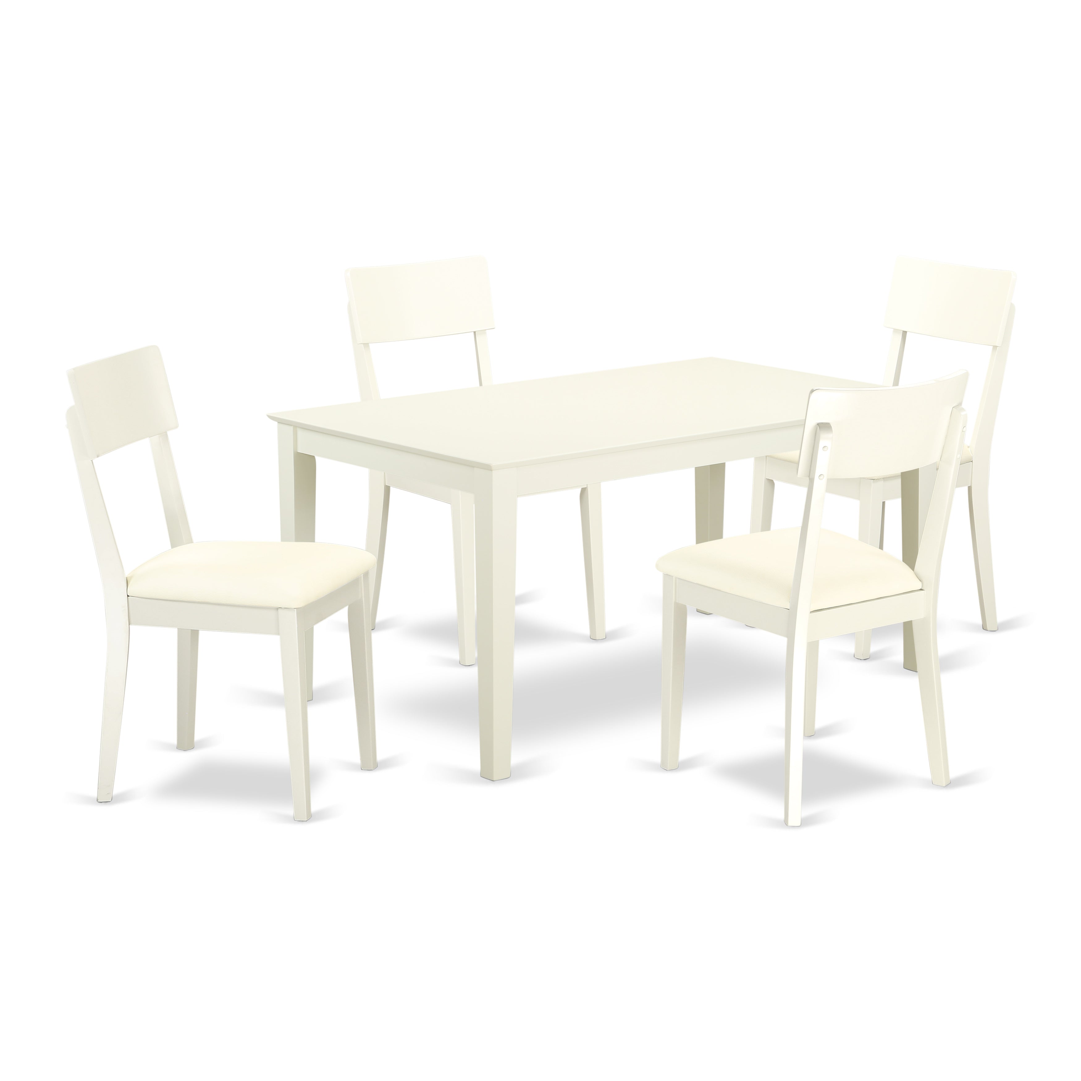 CAAD5-LWH-LC 5 Piece dining table set for 4- Dining table and 4 Faux Leather seat dining chairs