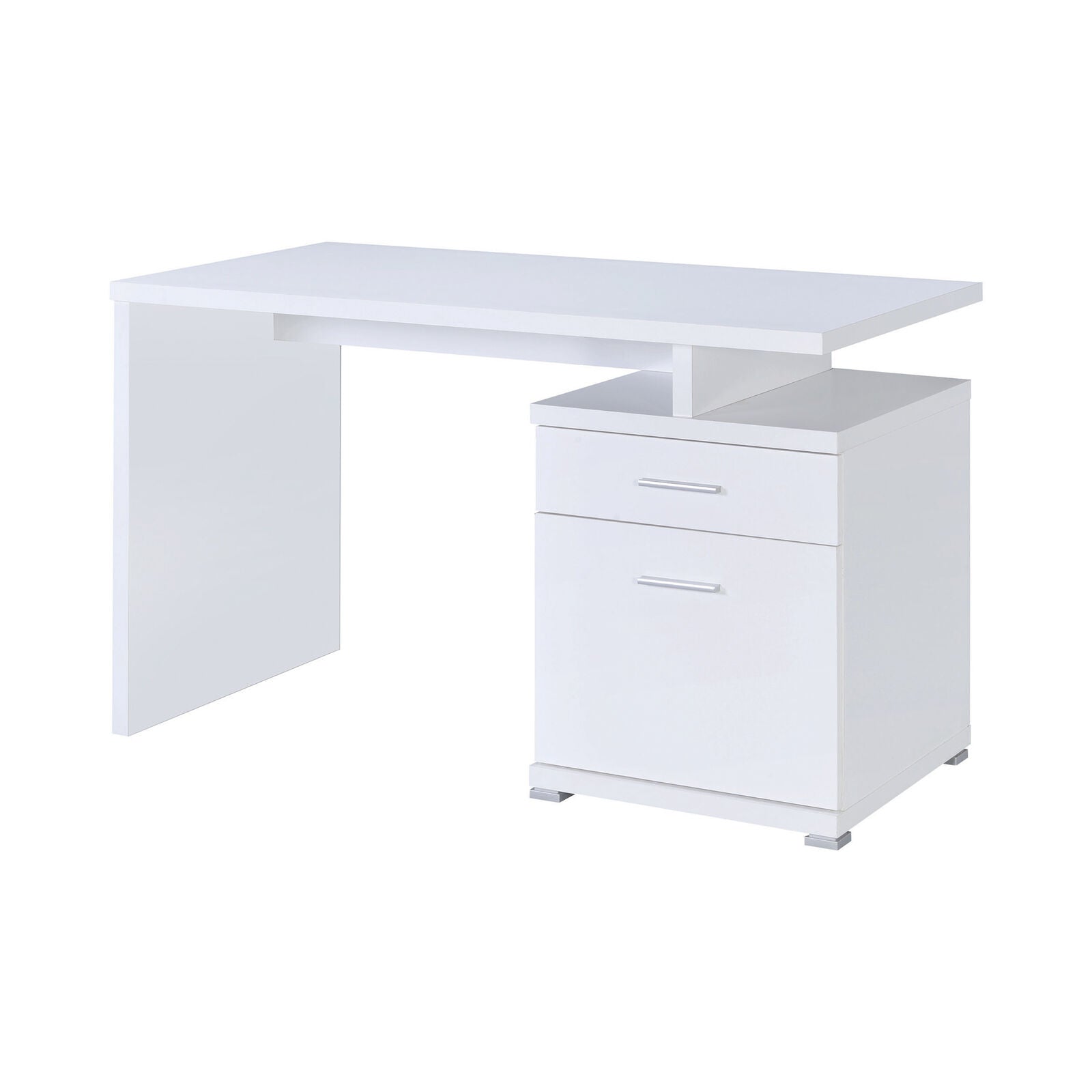 Modern Irving 2-Drawer Reversible Home Office Desk With Cabinet White