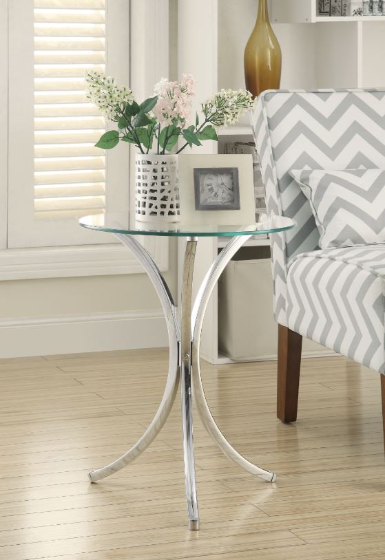 Round Accent Table with Curved Legs Chrome