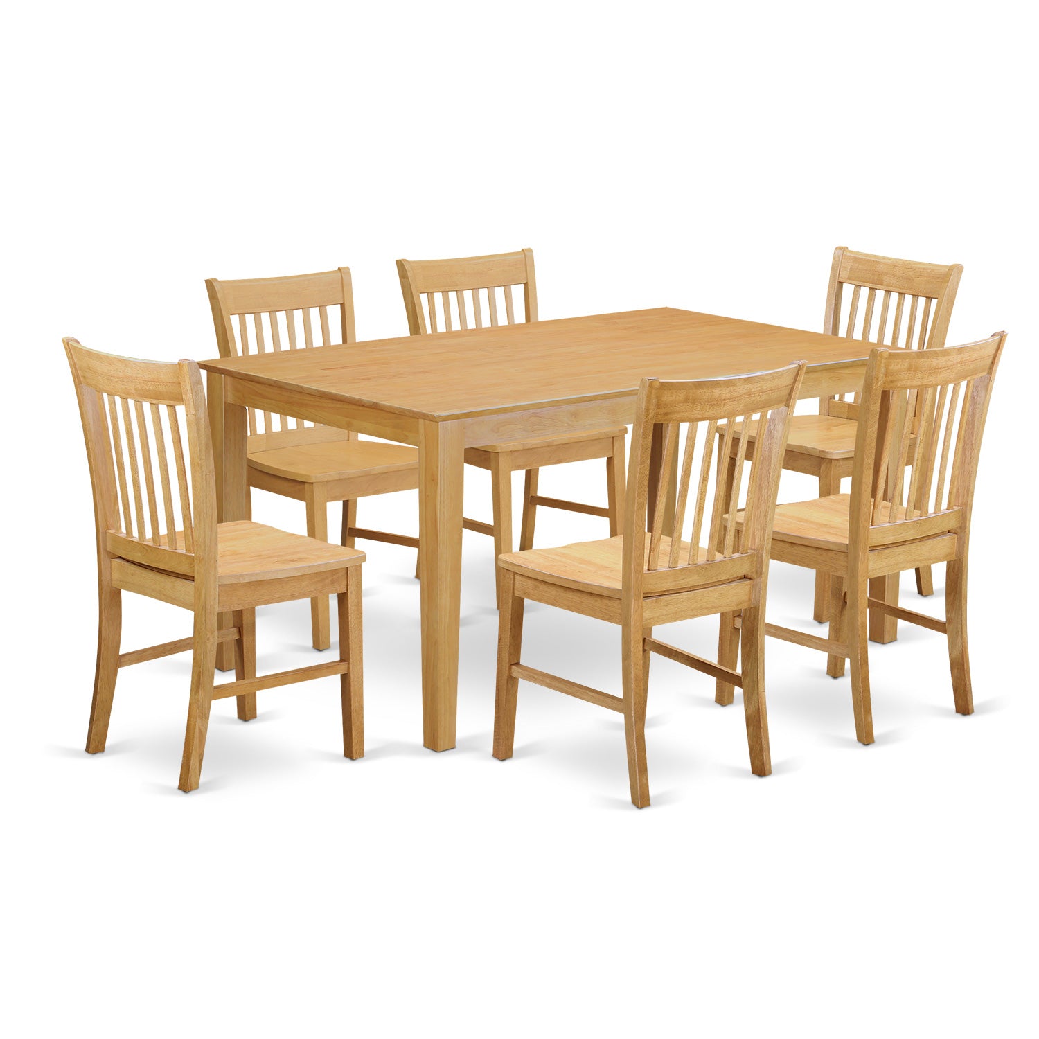 CANO7-OAK-W 7 Pc Dining room set-Dinette Table and 6 Dining Chairs