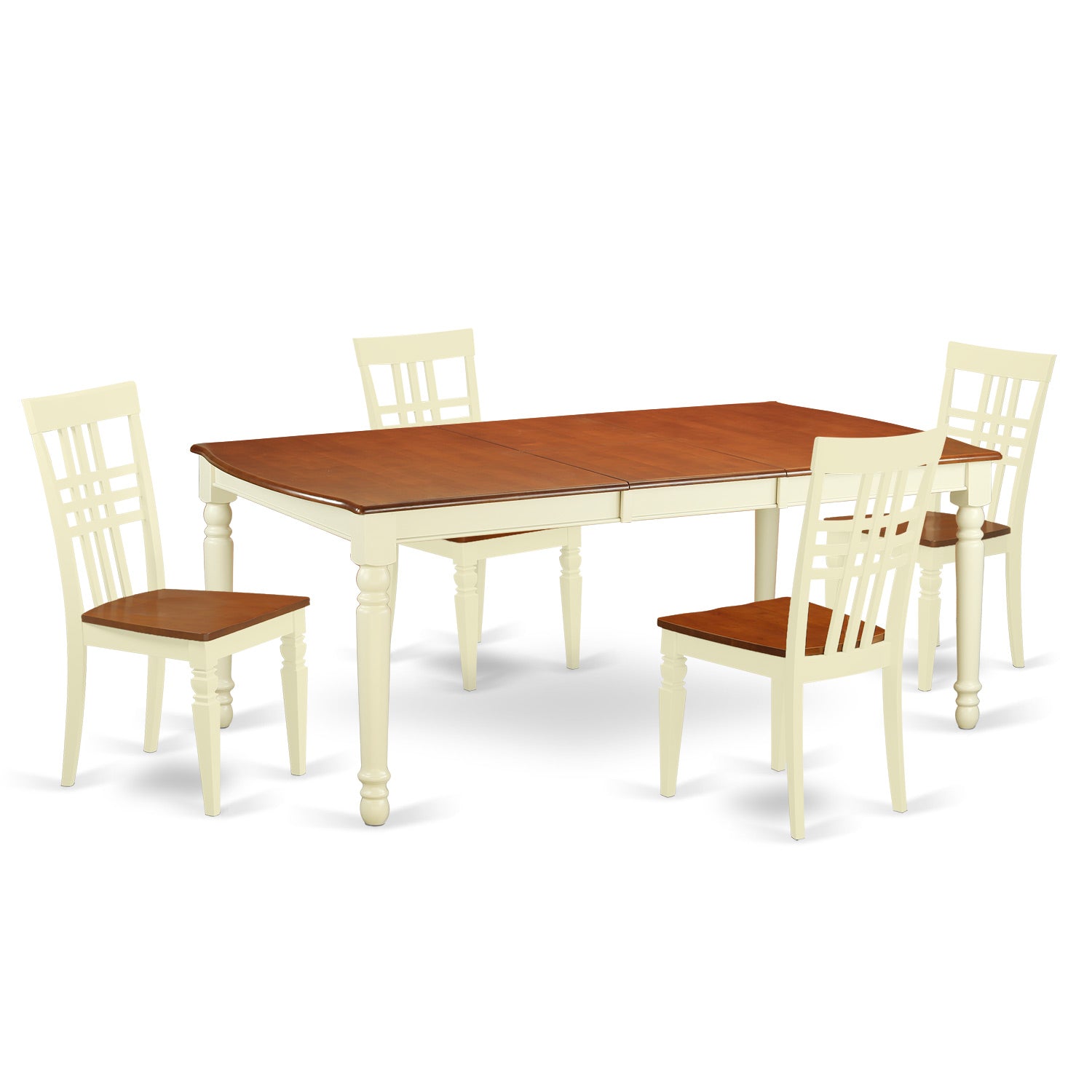 DOLG5-BMK-W 5 Pc Kitchen Table set with a Dining Table and 4 Kitchen Chairs in Buttermilk and Cherry