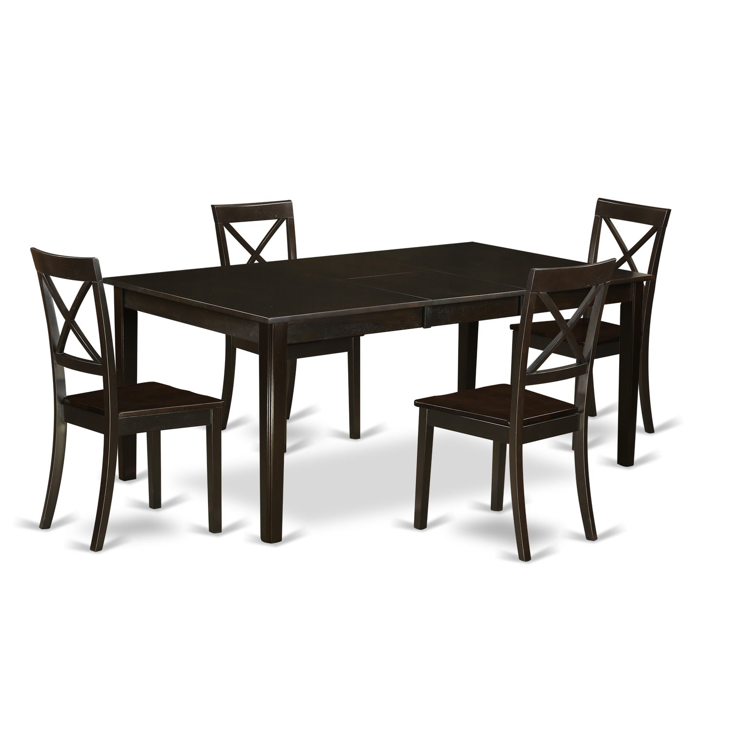 HEBO5-CAP-W 5 Pc Dining room set-Dinette Table with Leaf and 4 Dinette Chairs.