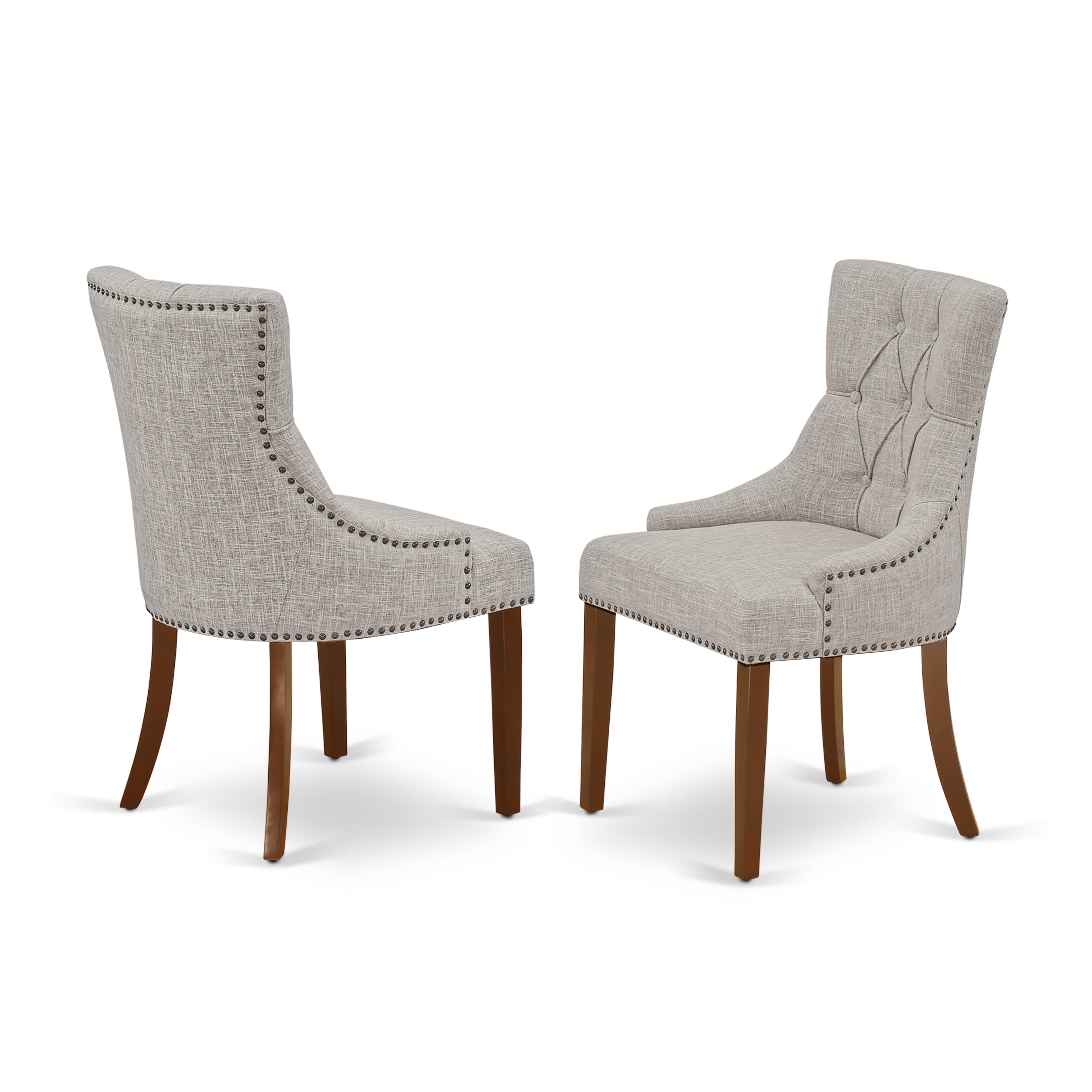 HLFR5-MAH-05 5Pc Dining Set Includes a Round Dinette Table and Four Parson Chairs with Doeskin Fabric, Mahogany Finish