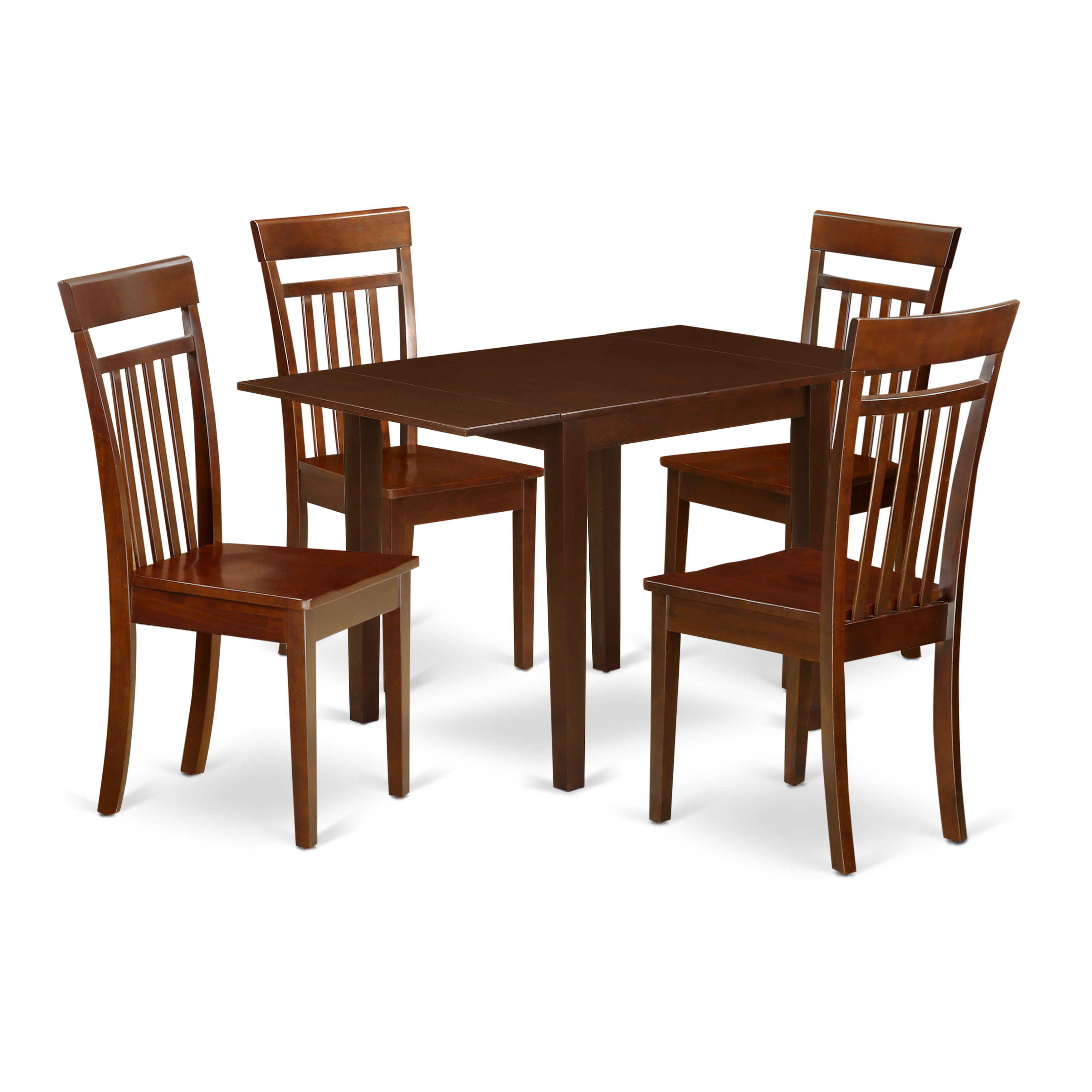 East West Furniture NDCA5-MAH-W Dining Table Set 5 Pc- 4 Excellent Dining Room Chairs and a Stunning Dining Room Table - Mahogany Finish Solid wood Chair Seat - Mahogany Finish Wooden Frame.