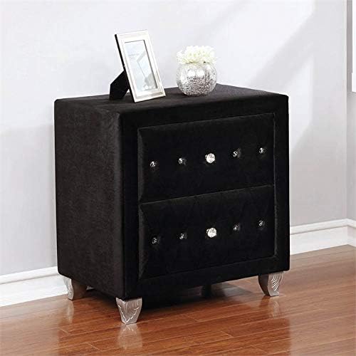 Deanna 2-Drawer Rectangular Upholstered Nightstand Black