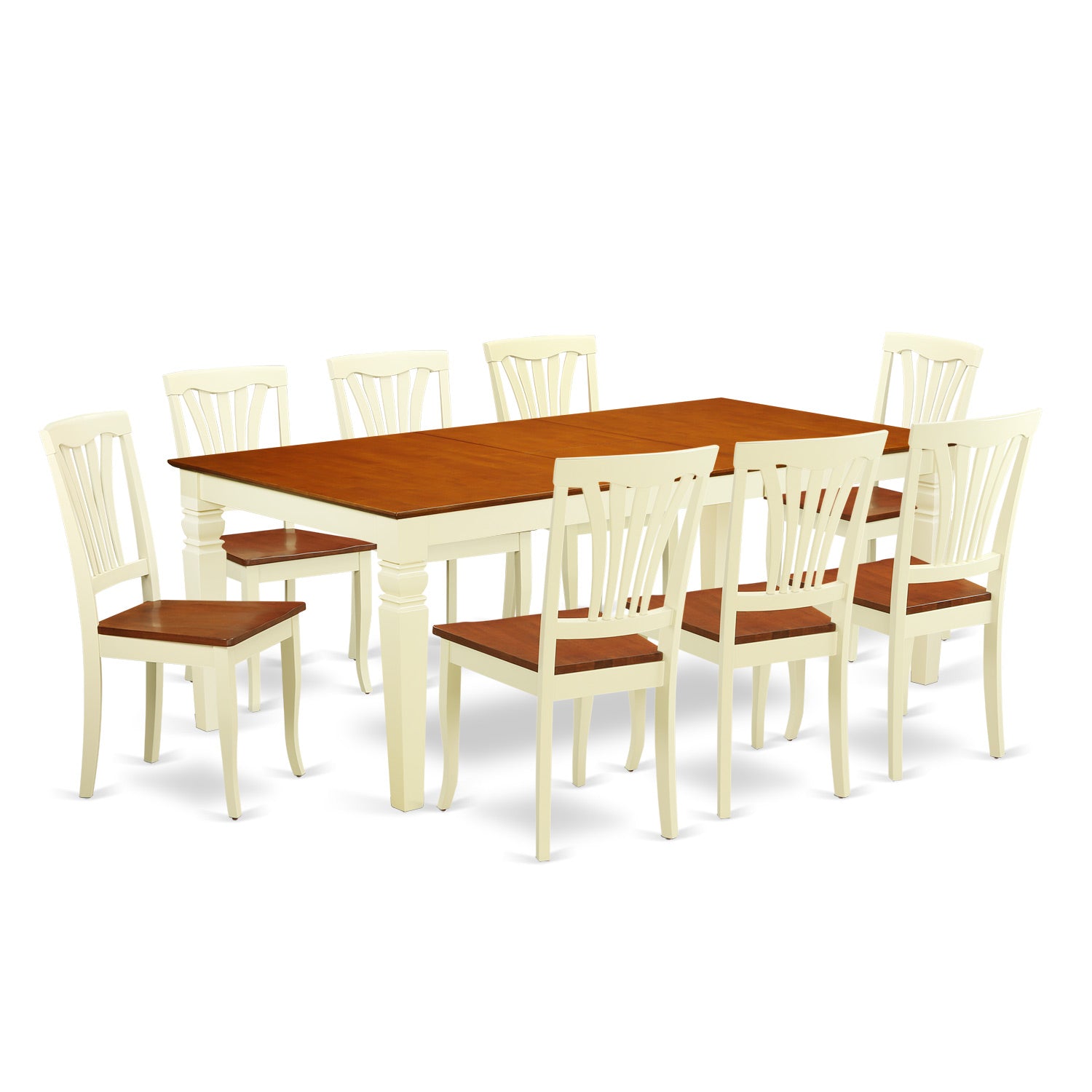 LGAV9-BMK-W 9 PC Dinette Table set with a Table and 8 Dining Chairs in Buttermilk and Cherry