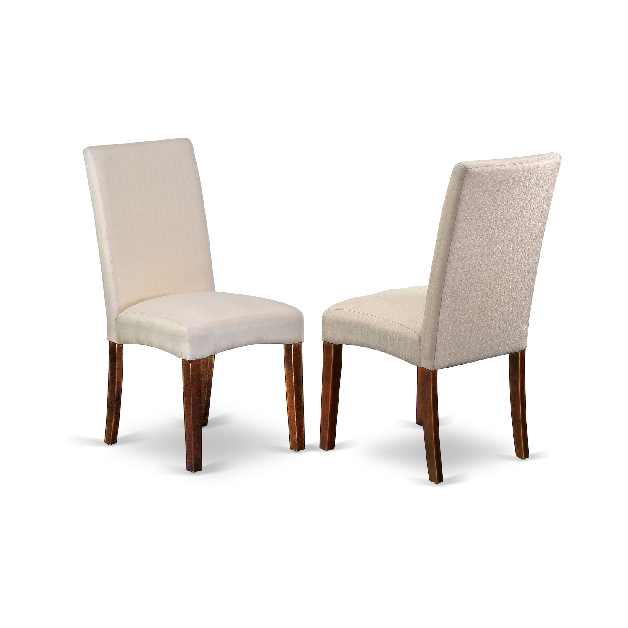 DUDR7-MAH-01 7Pc Rectangular 60 Inch Dining Table And Six Parson Chair With Mahogany Finish Leg And Linen Fabric- Cream Color