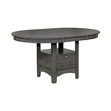 Lavon Oval Drop Leaf Dining Table With Storage Medium Grey 108211