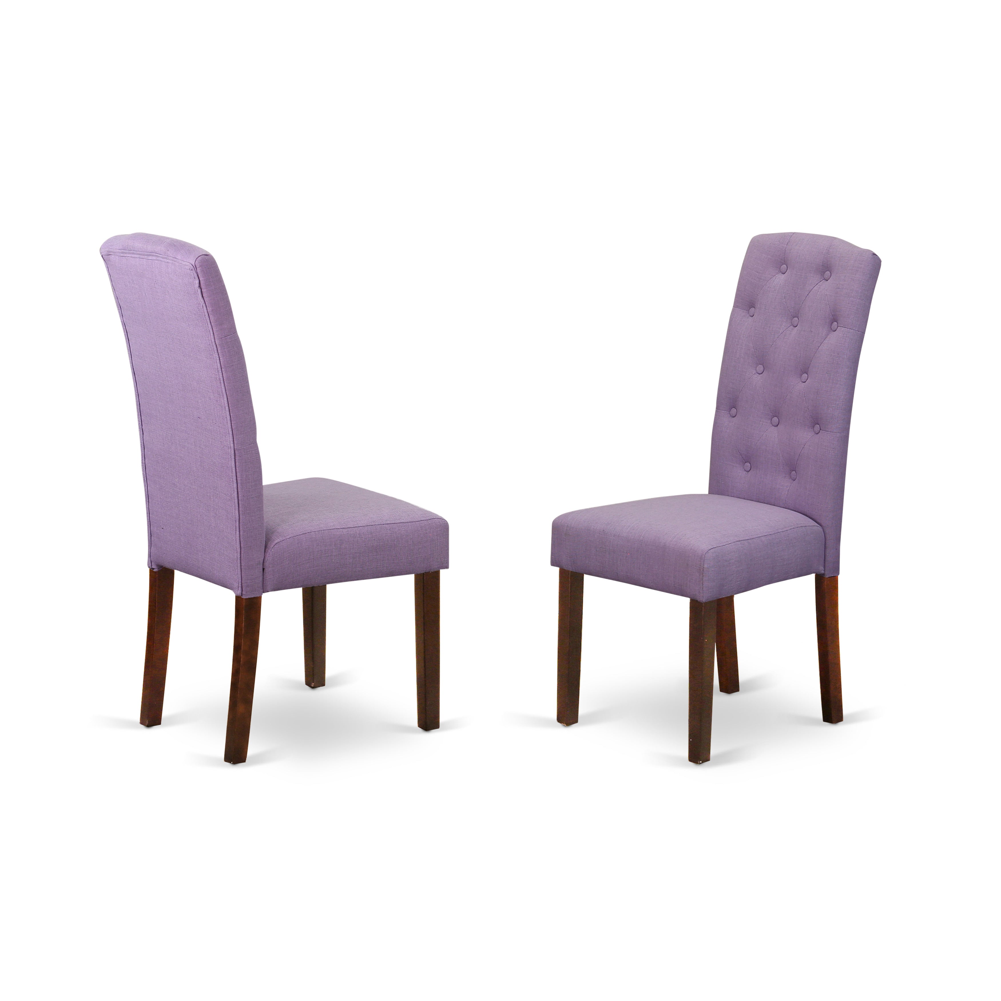 East West Furniture NDCE3-MAH-10 Wooden Dining Table Set 3 Pc - 2 Dining Chairs and a Dining Table - Mahogany Finish Wood - Dahlia Color Linen Fabric