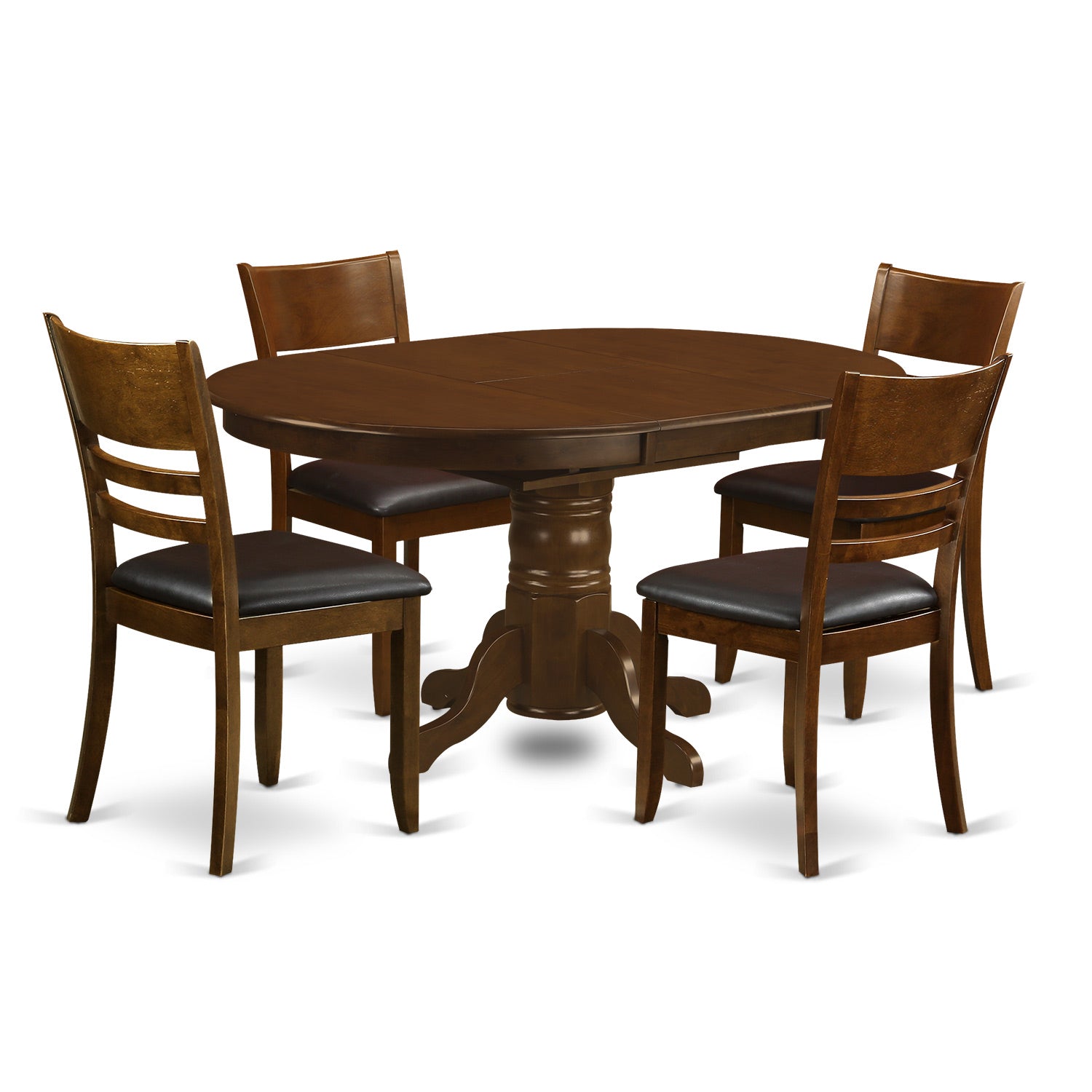 KELY5-ESP-LC 5 Pc Kenley with a 18" Leaf and 4 Leather Chairs