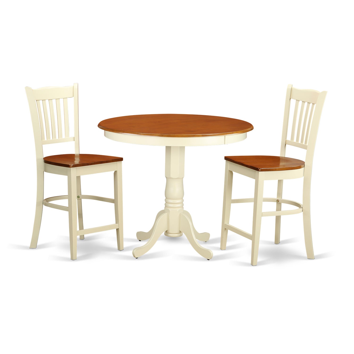 JAGR3-WHI-W 3 PC Dining counter height set-pub Table and 2 Dining Chairs.