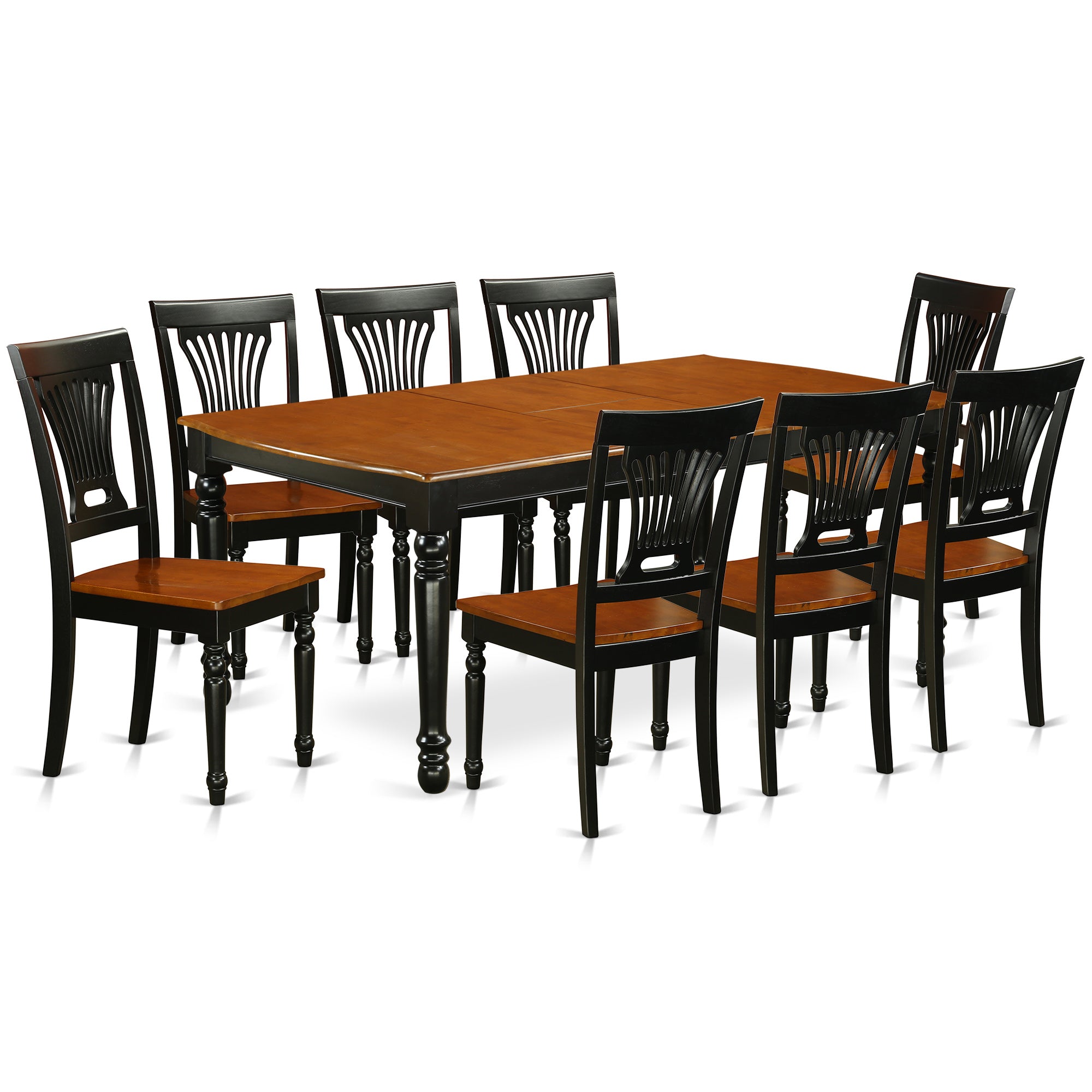 DOPL9-BCH-W 9 PC kitchen tables and chair set with one Dover dining table and 8 kitchen chairs in a Black and Cherry Finish