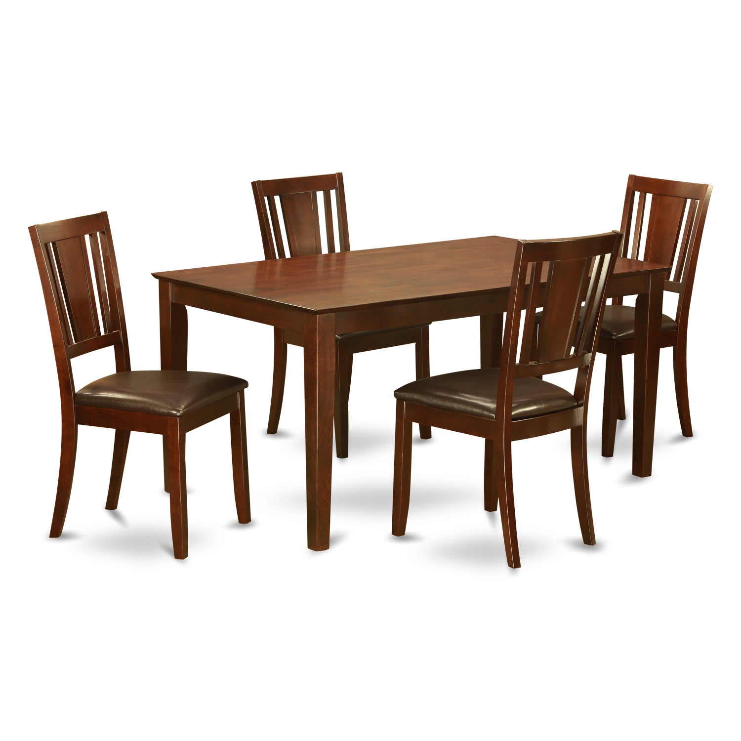 CADU5-MAH-LC 5 Pc Dining room set for 4 set-Dining Table and 4 Dining Chairs