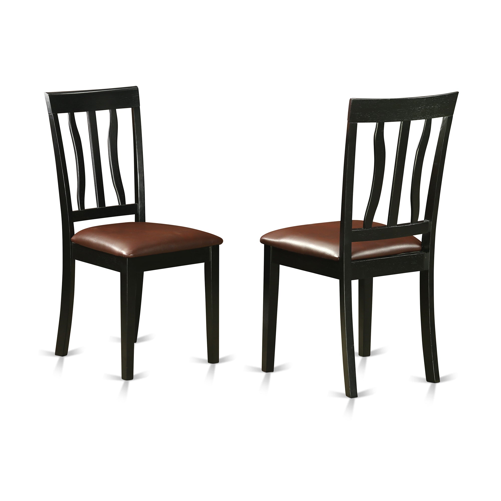 ANC-BLK-LC Antique Dining Chair Faux Leather Seat with Black and Cherry Finish