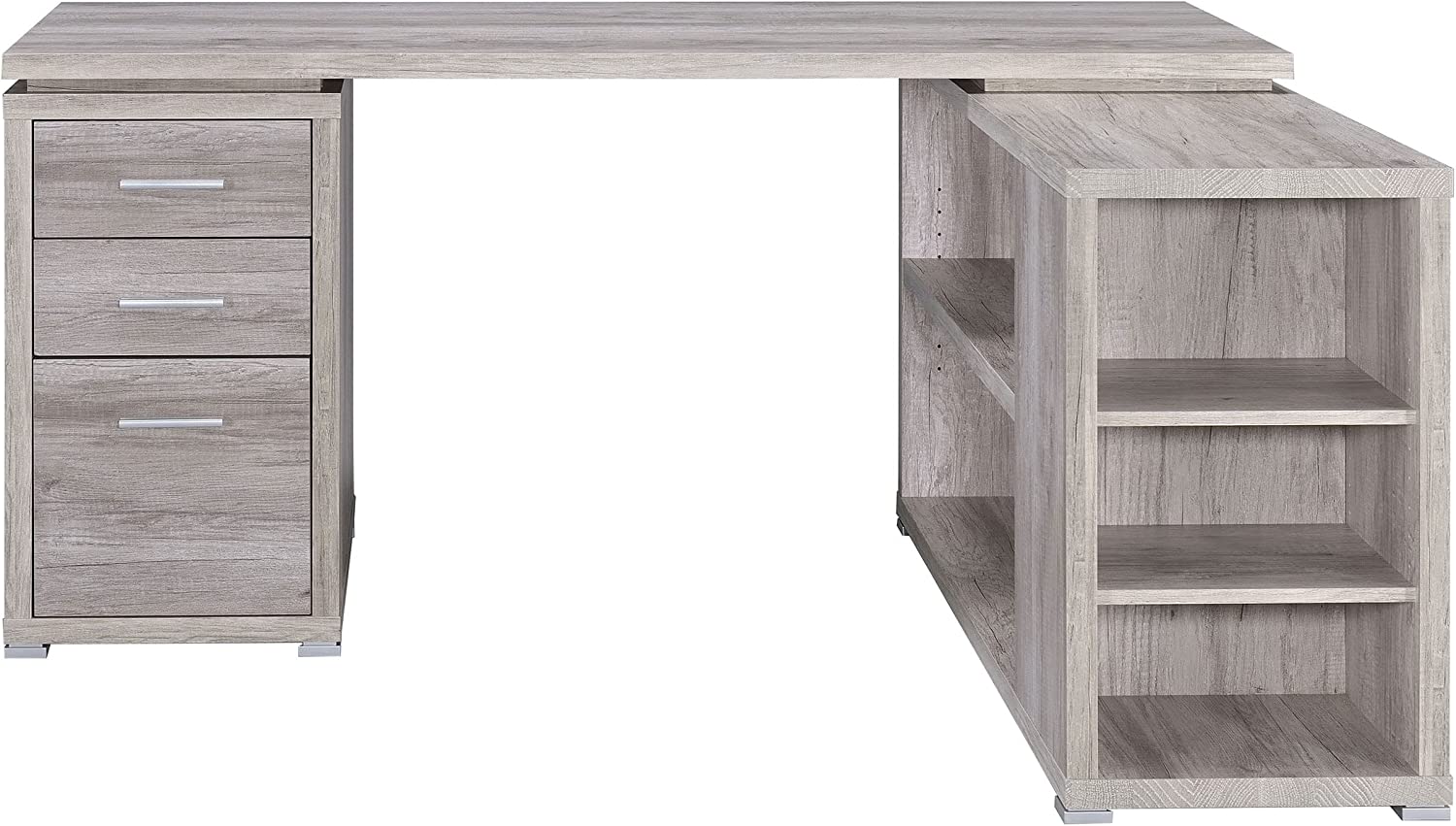 Coaster Company Yvette Collection L-Shaped Reversible Desk, Grey Driftwood