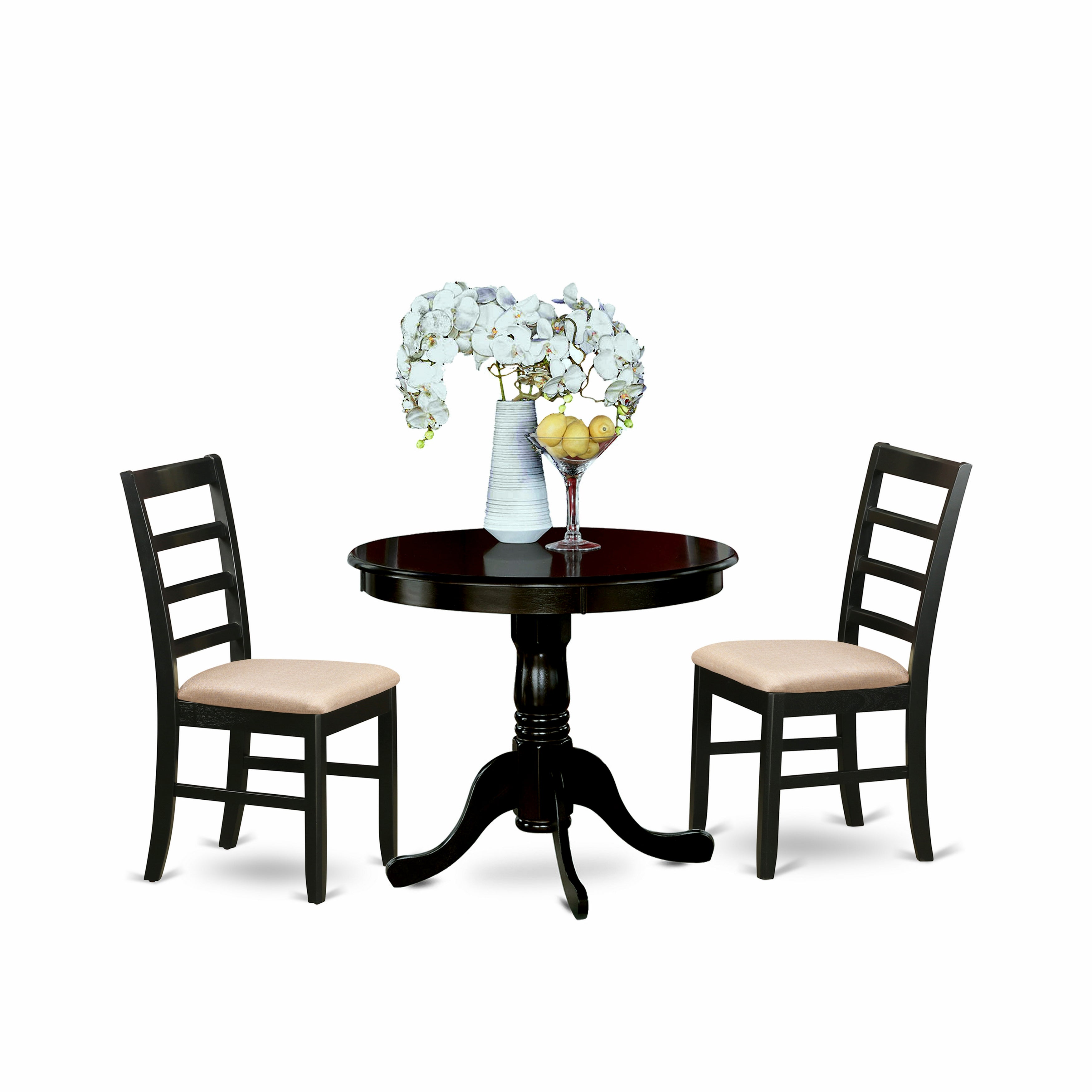 ANPF3-CAP-C 3 Pc small Kitchen Table and Chairs set-round Kitchen Table and 2 Kitchen Chairs