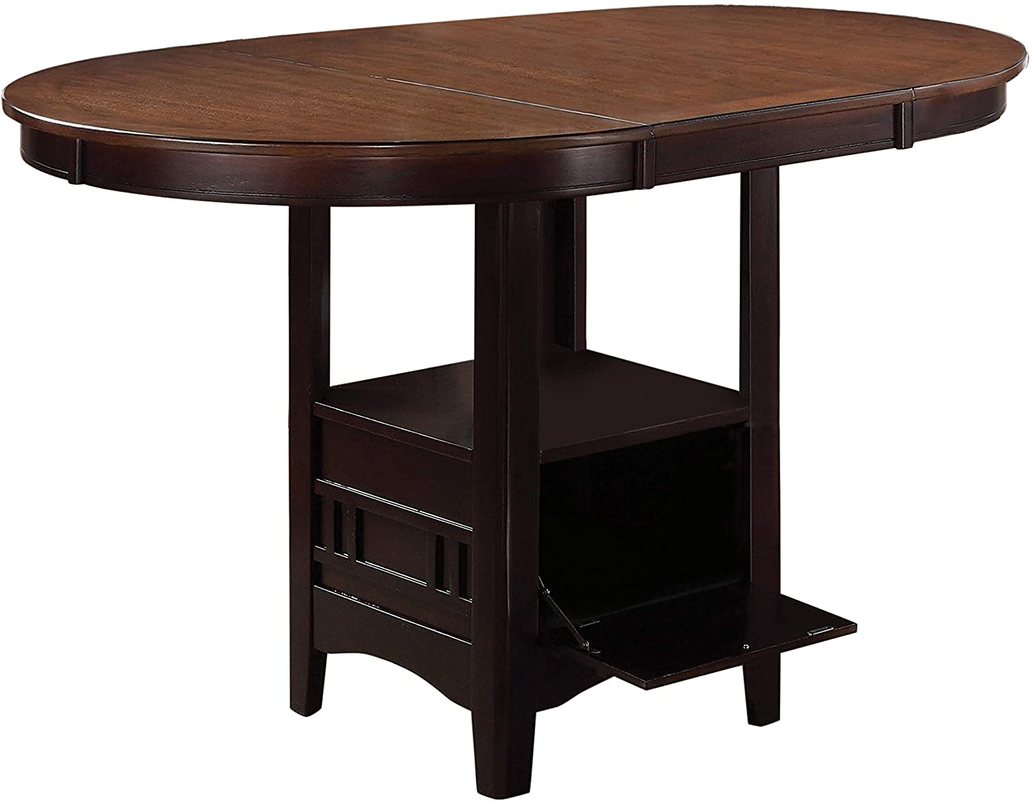 Lavon Oval Counter Height Dining Table Light Chestnut And Espresso