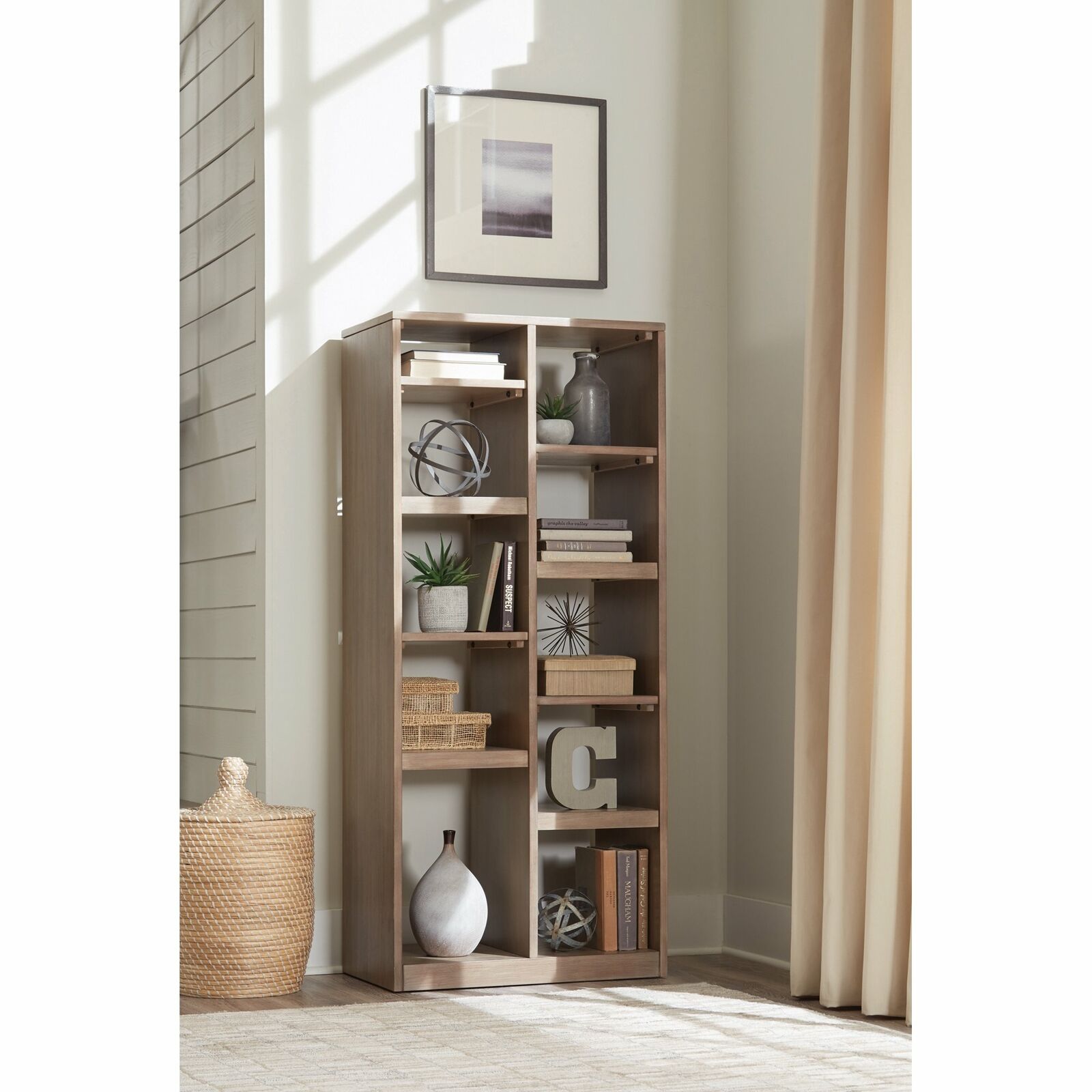 10-shelf Rectangular Etagere BookCase Display Shelf Sandstone