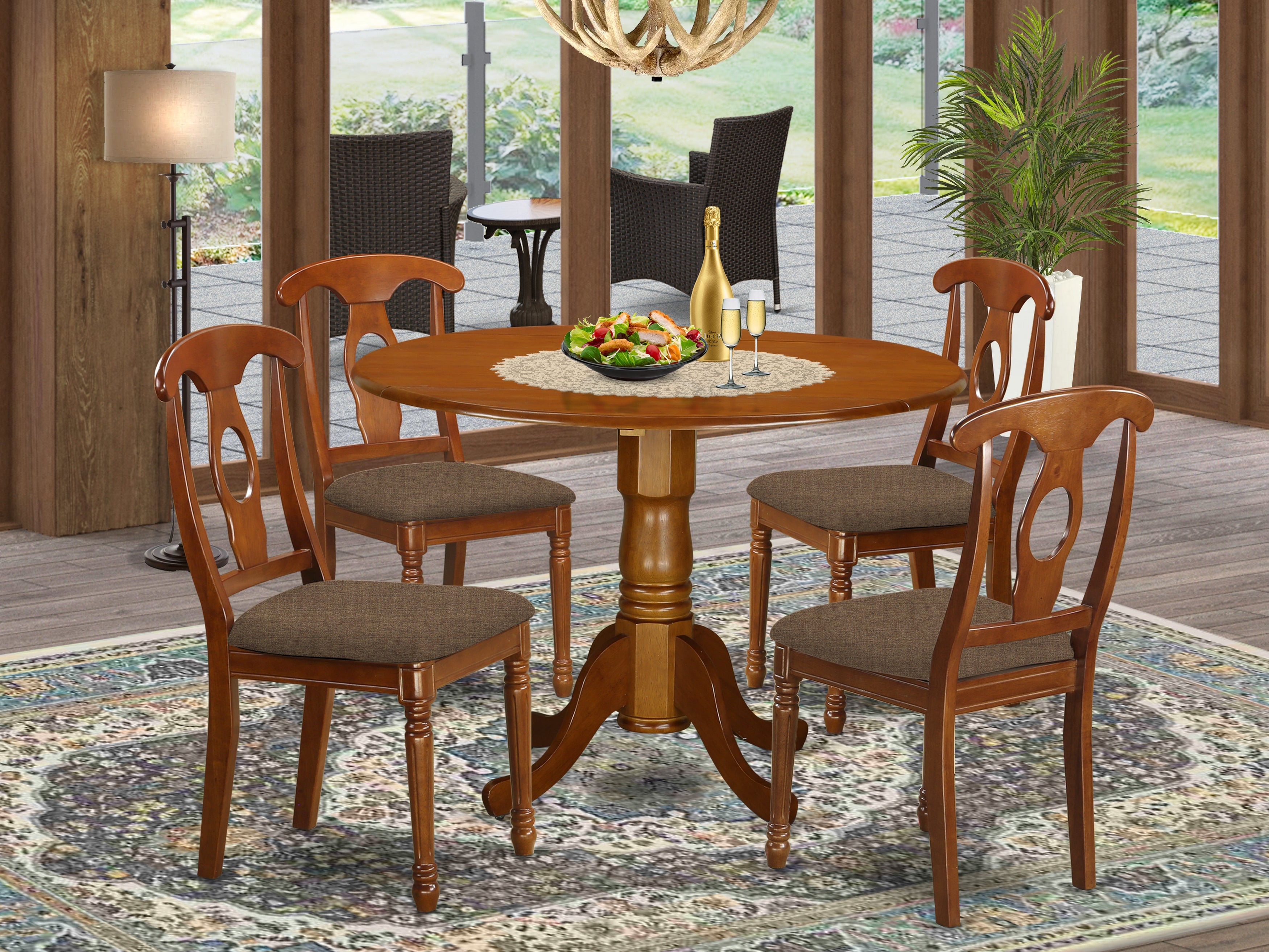 DLNA5-SBR-C 5 Pc Kitchen nook Dining set-Small Table plus 4 Dining Chairs