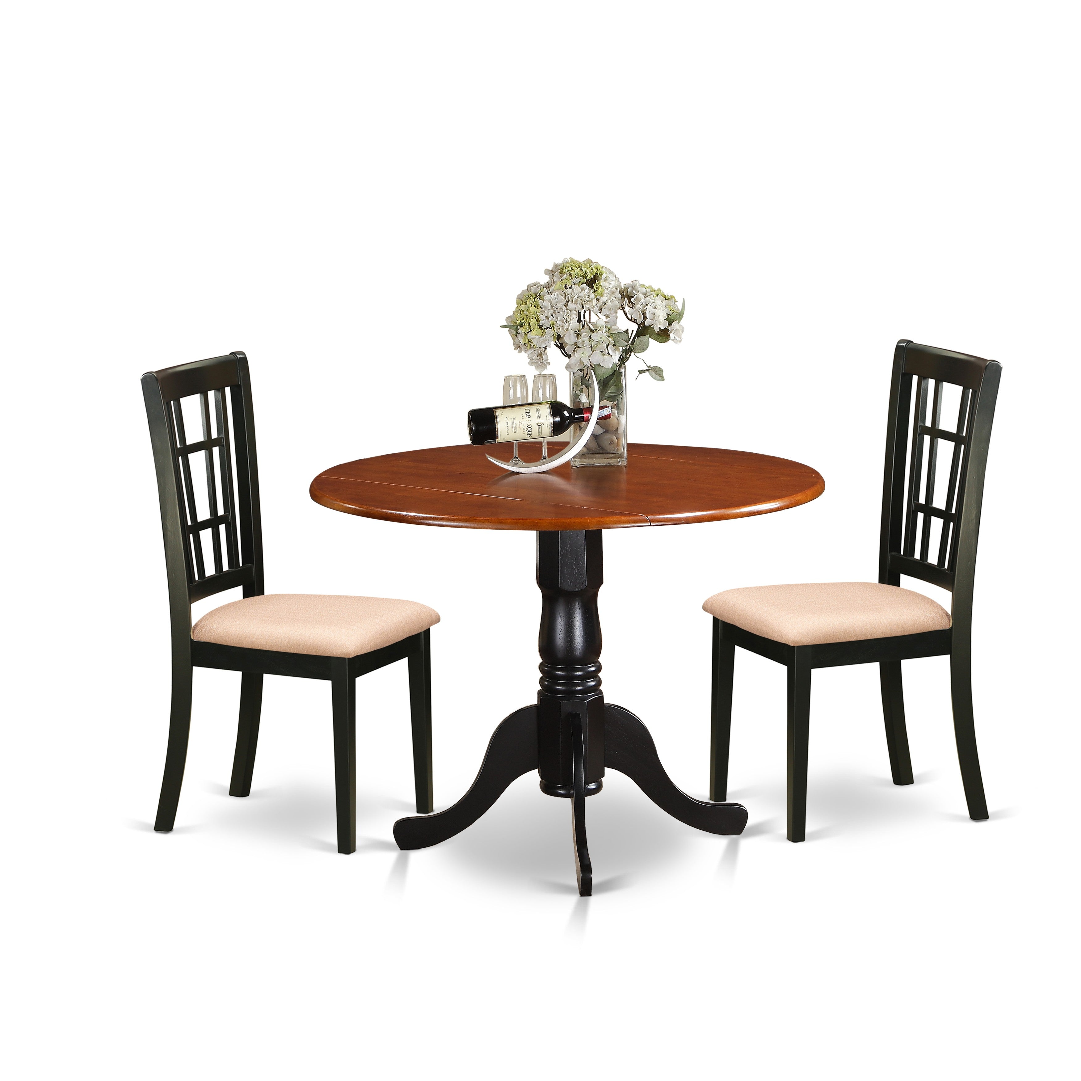 DLNI3-BCH-C 3 PC Kitchen Table set-Dining Table and 2 Wood Kitchen Chairs