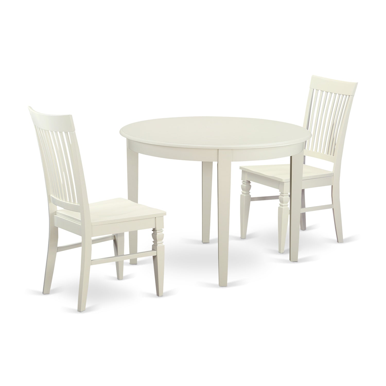 BOWE3-WHI-W 3 PC Table and chair set for 2-Dinette Table and 2 Kitchen Chairs