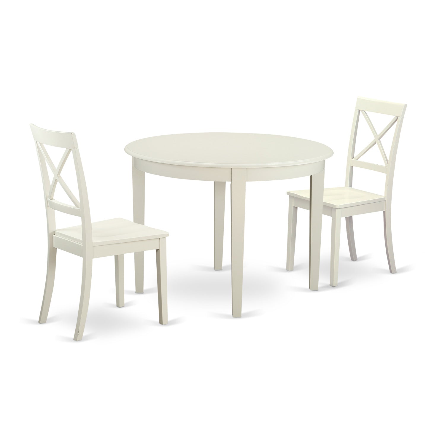 BOST3-WHI-W 3 Pc Dining room set for 2-Small Kitchen Table and 2 Kitchen Chairs