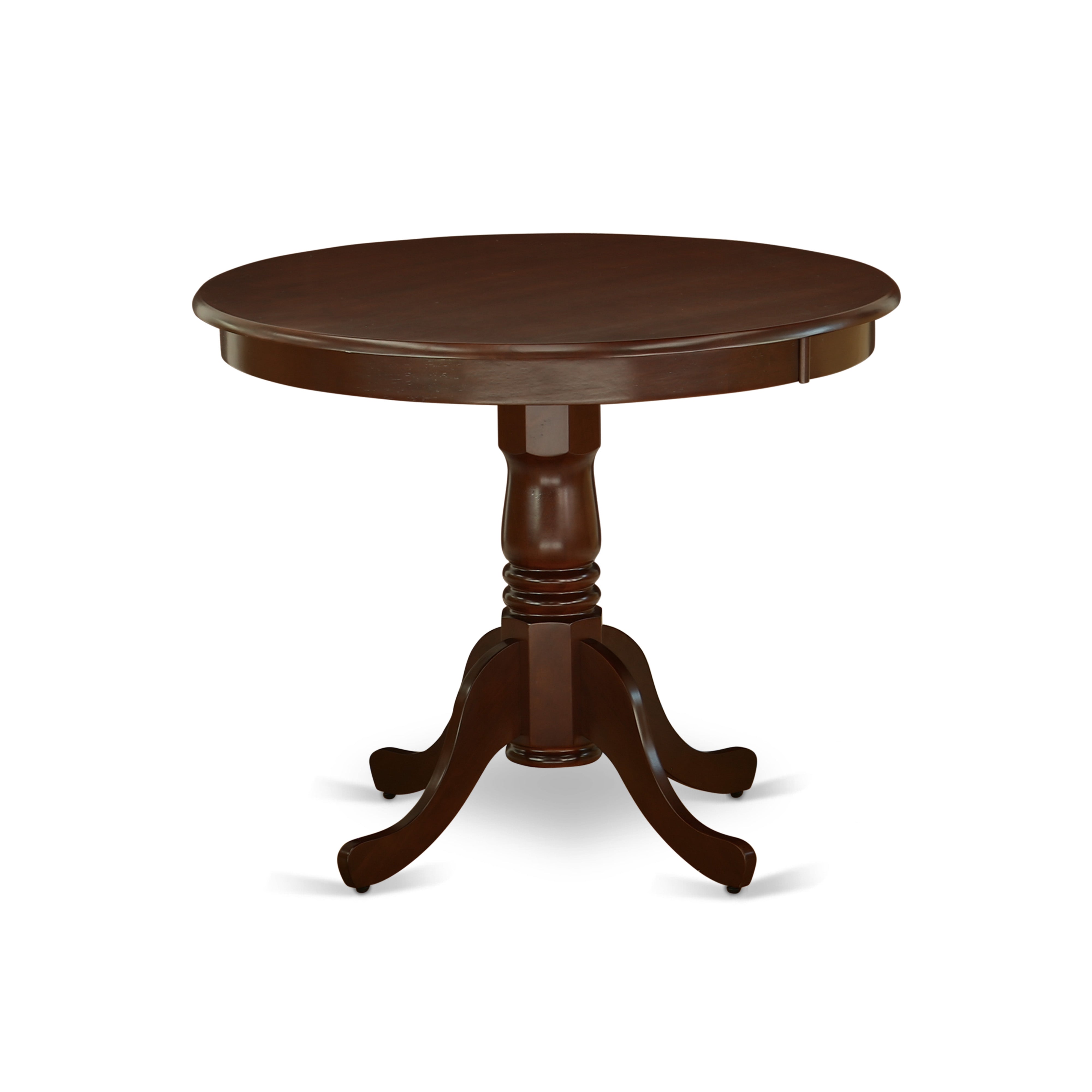 ANAB3-MAH-18 3Pc Rounded 36 Inch Dinette Table And Two Parson Chair With Mahogany Leg And Linen Fabric Coffee