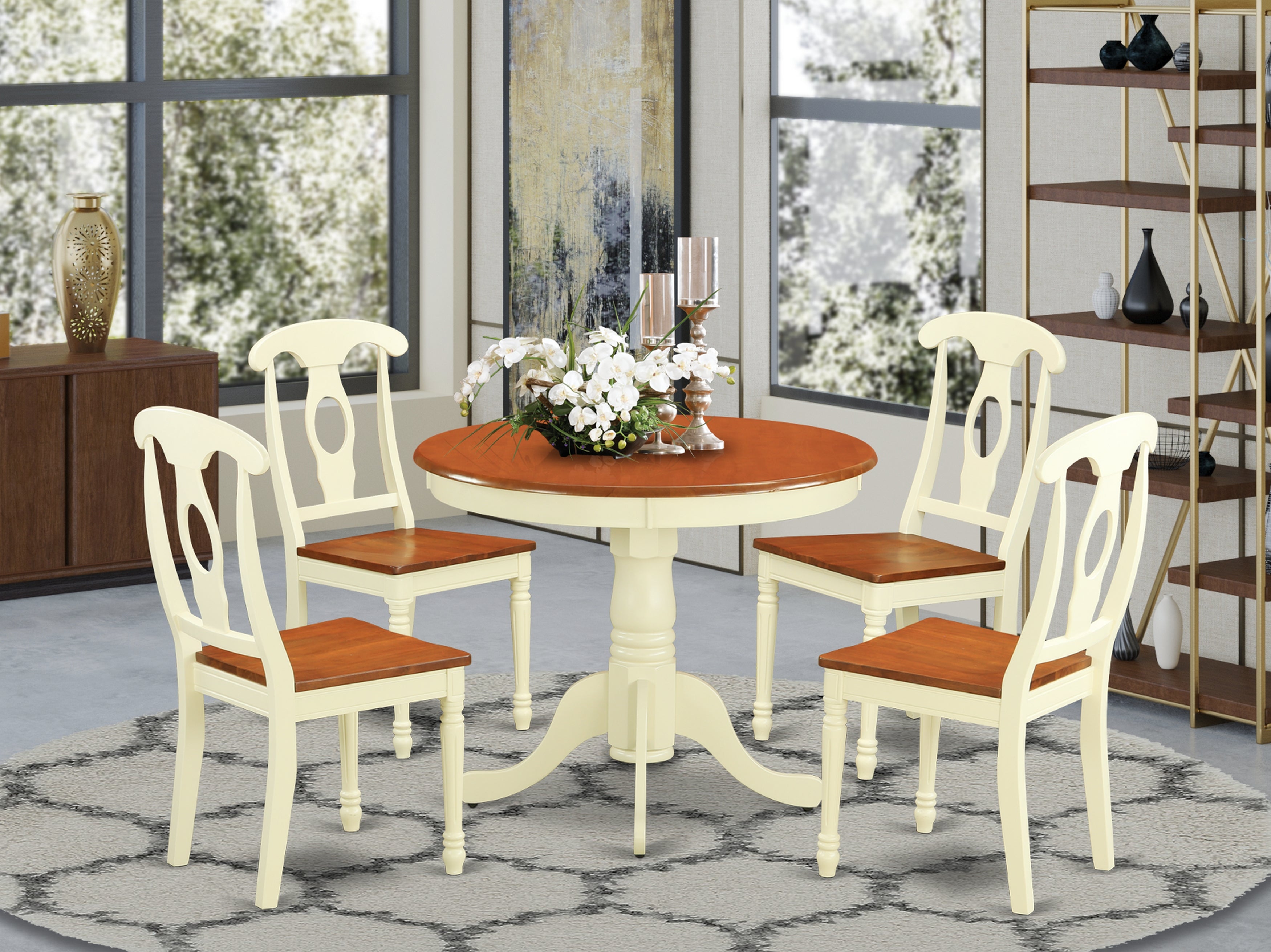 ANKE5-WHI-W 5 Pc Kitchen dinette set for 4-Kitchen Table and 4 Kitchen Dining Chairs