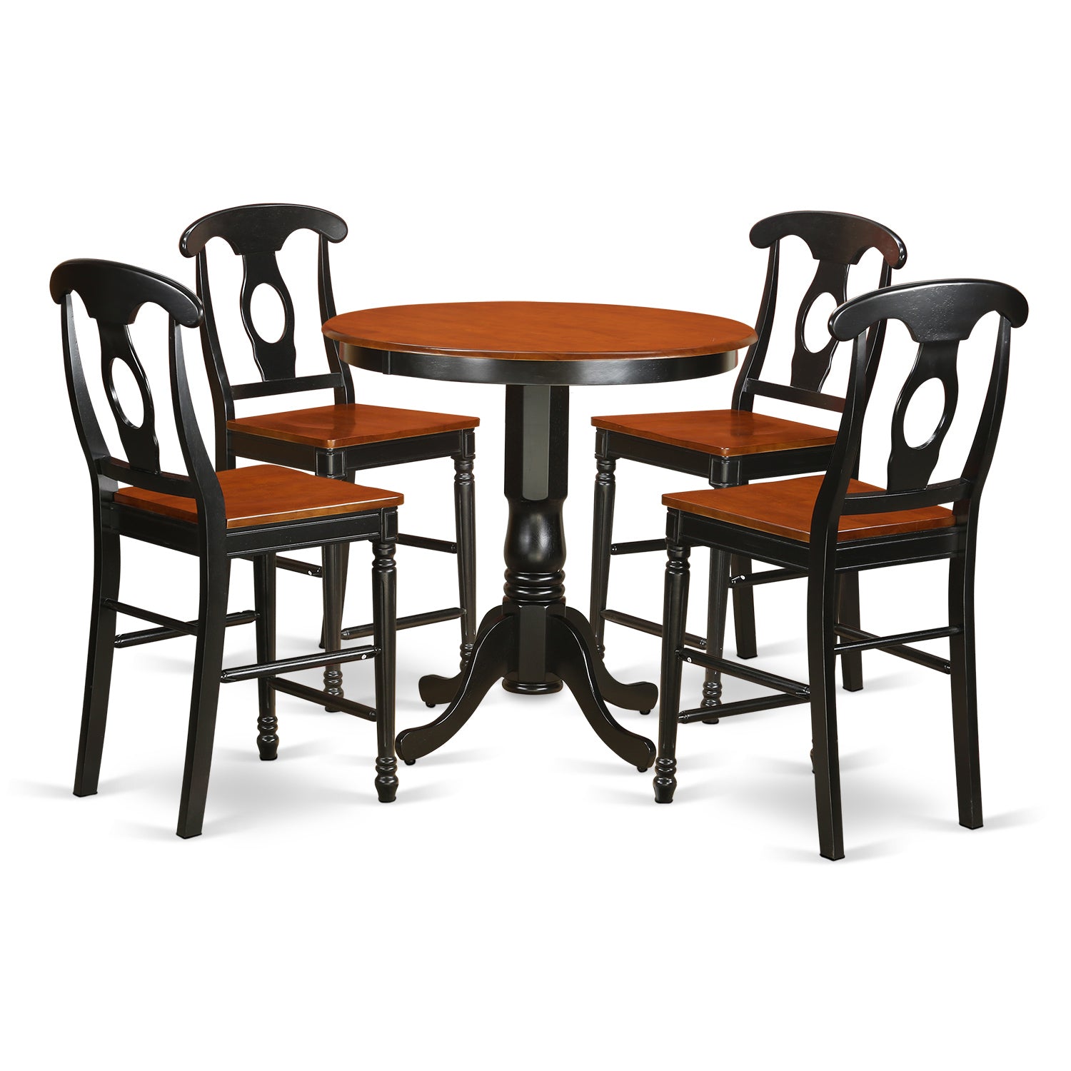 JAKE5-BLK-W 5 Pc counter height set - high Table and 4 Kitchen Dining Chairs.