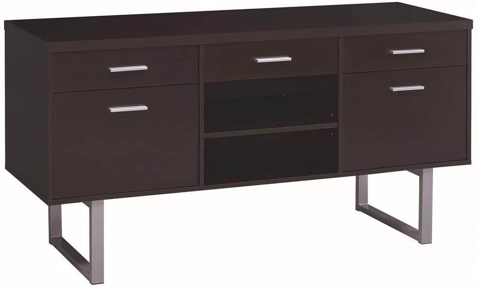 Lawtey 5-drawer Credenza with Adjustable Shelf Cappuccino