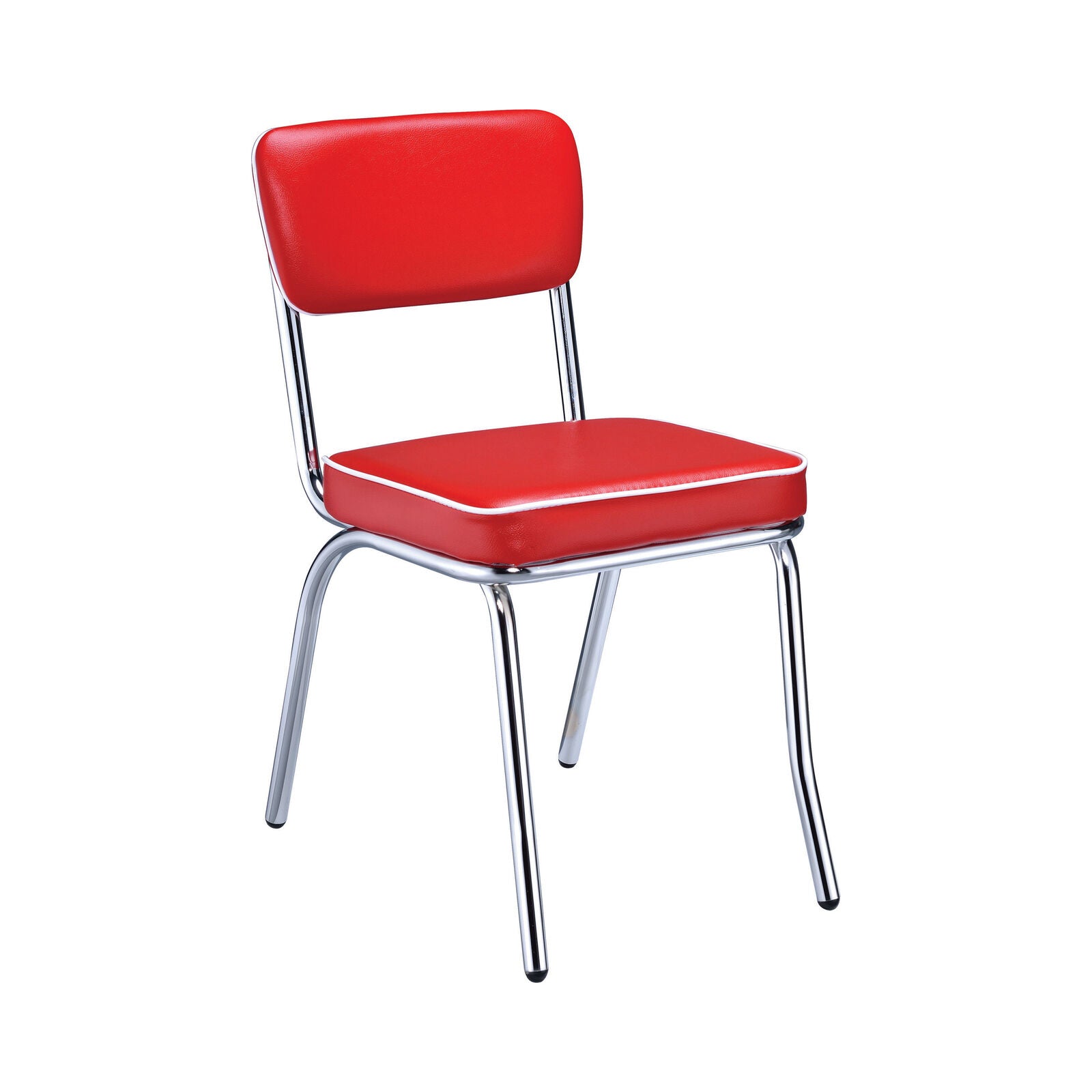 Retro Open Back Side Dining Chairs with Cushion Chrome and Red 2450R