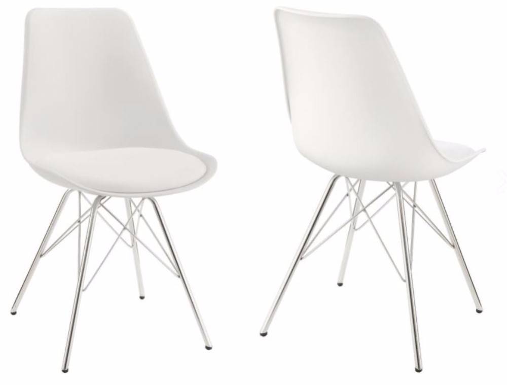 Coaster Contemporary Lowry Armless Dining Chairs White And Chrome (Set Of 2)