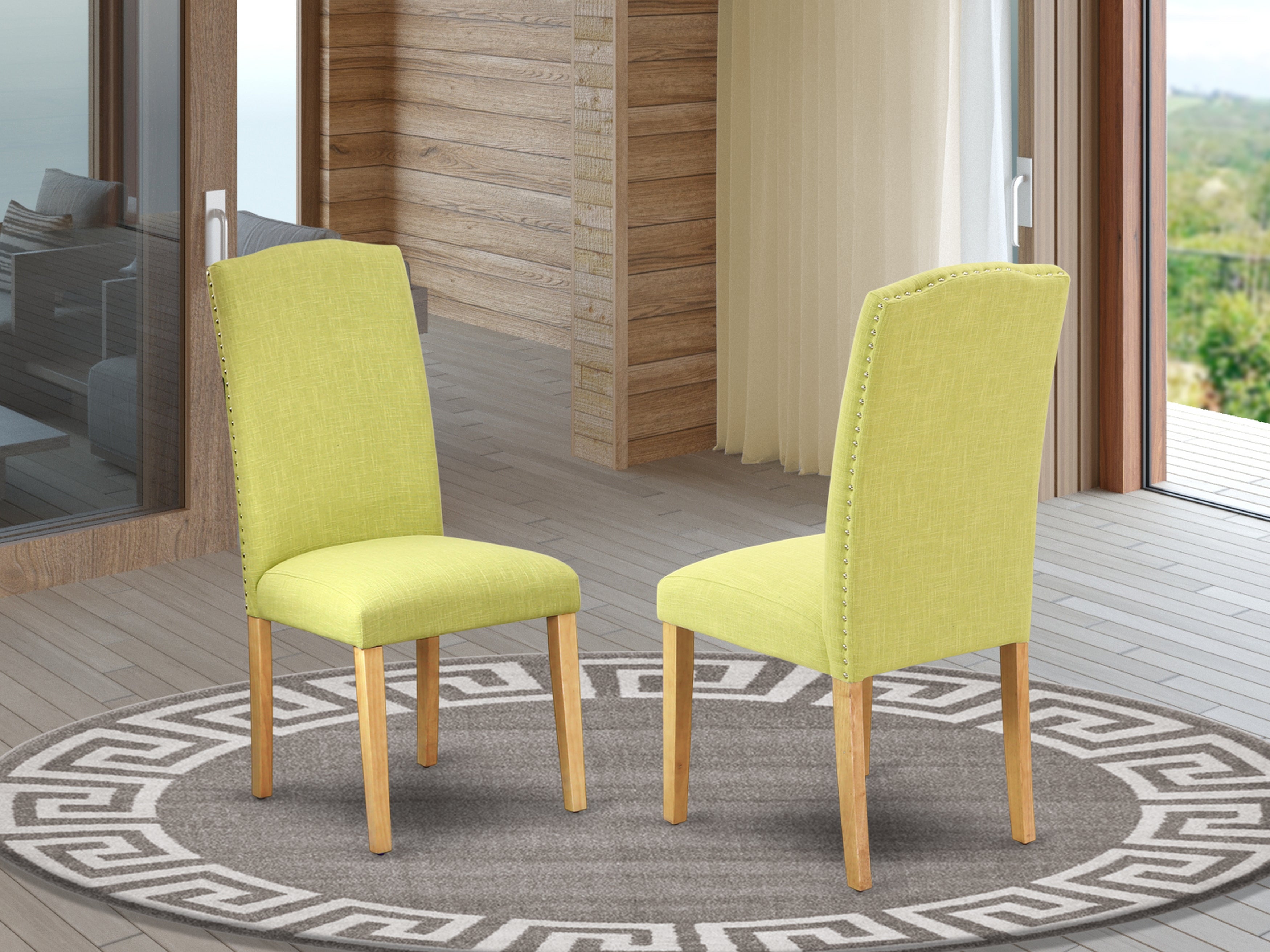 ENP4T07 Encinal Parson Chair With Oak Leg And Linen Fabric Limelight