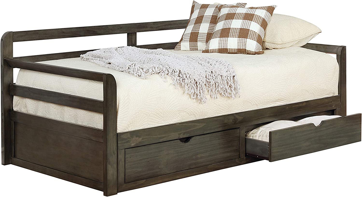Sorrento 2-Drawer Twin Daybed With Extension Trundle Grey