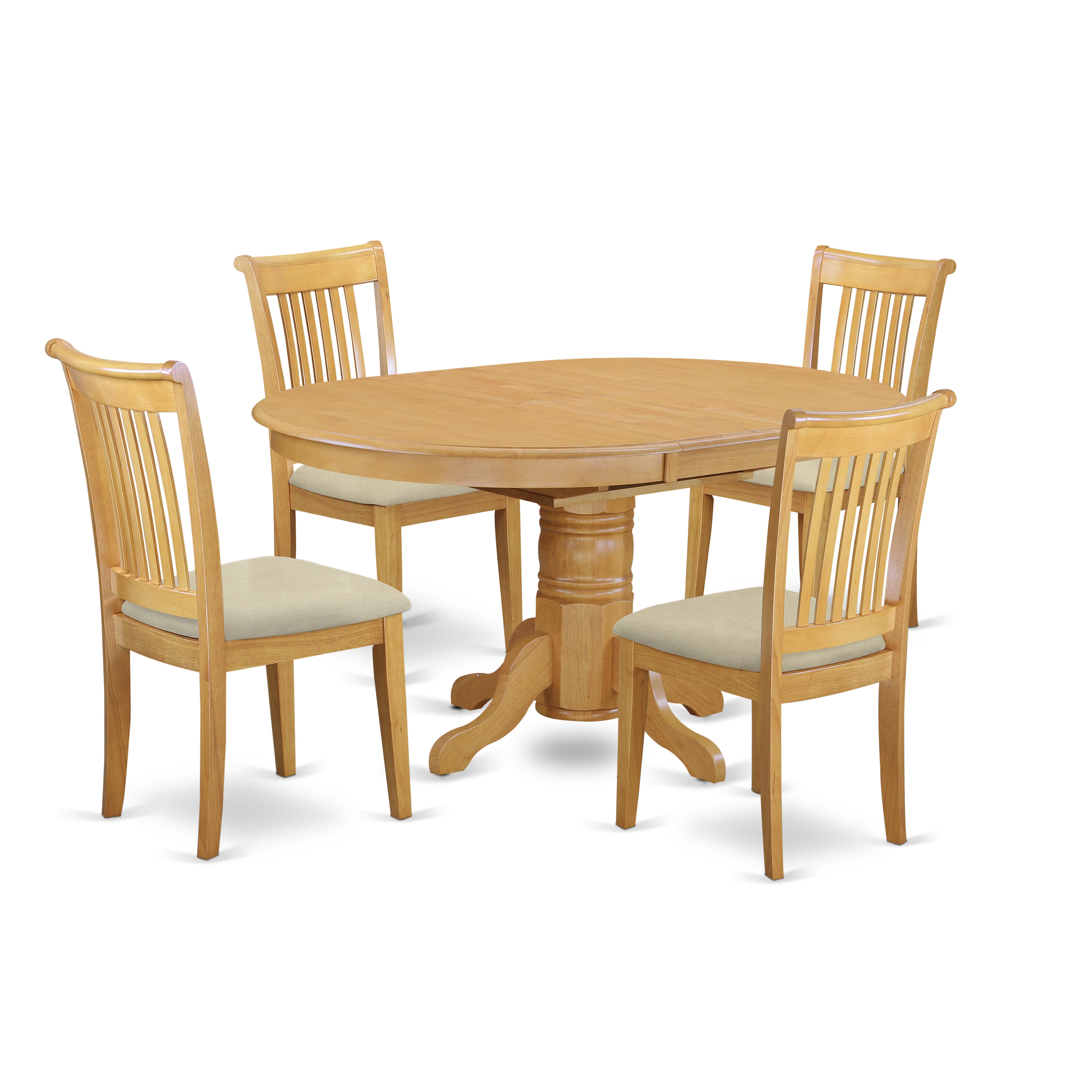 AVPO5-OAK-C 5 Pc Dining set with a Kitchen Table and 4 Cushion Seat Kitchen Chairs in Oak