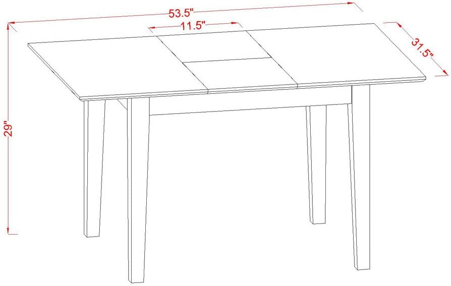 Norfolk Rectangular Dining Table with 12" Butterfly Leaf - Black Color