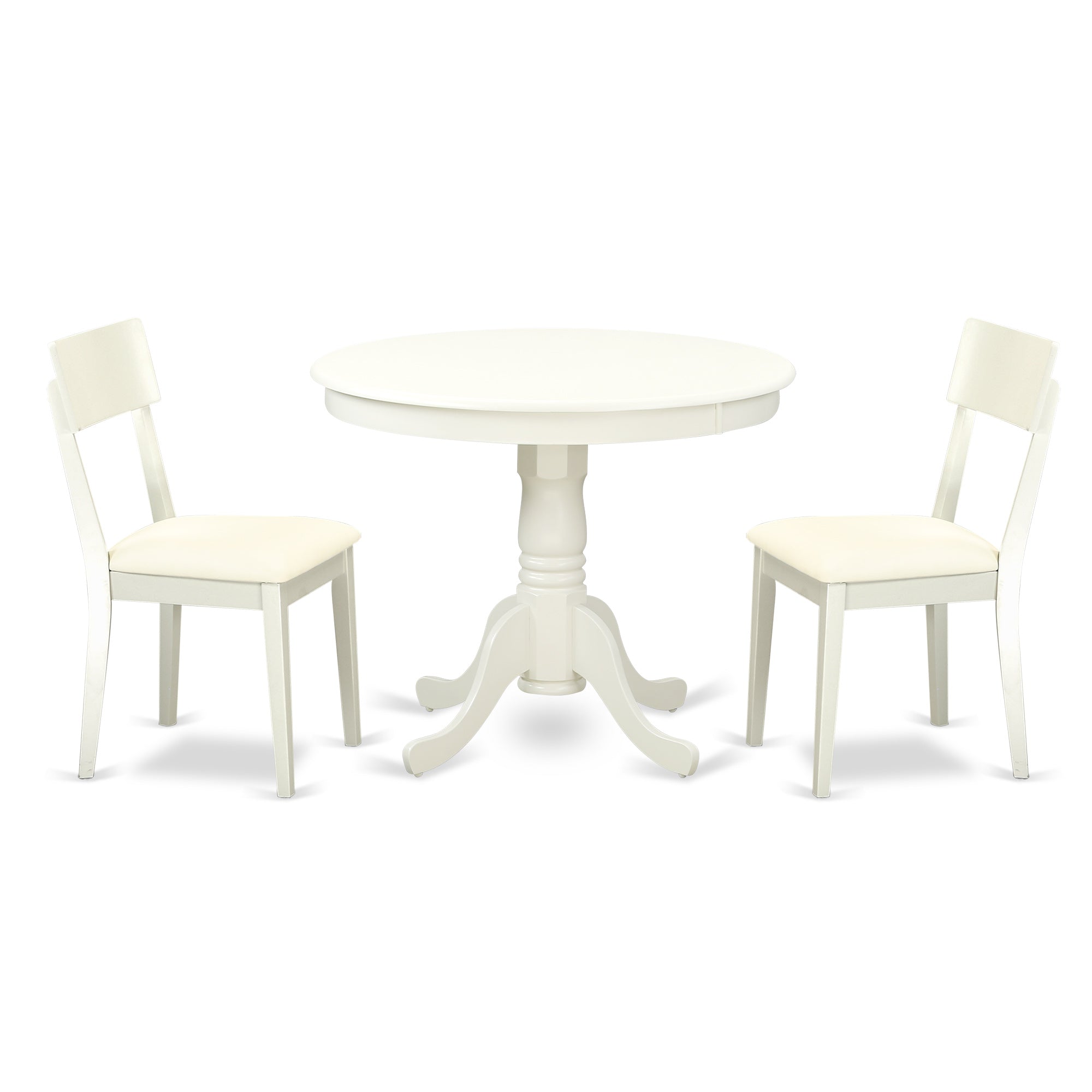 ANAD3-LWH-LC 3 Pc Kitchen table set with a Dining Table and 2 Kitchen Chairs in Linen White