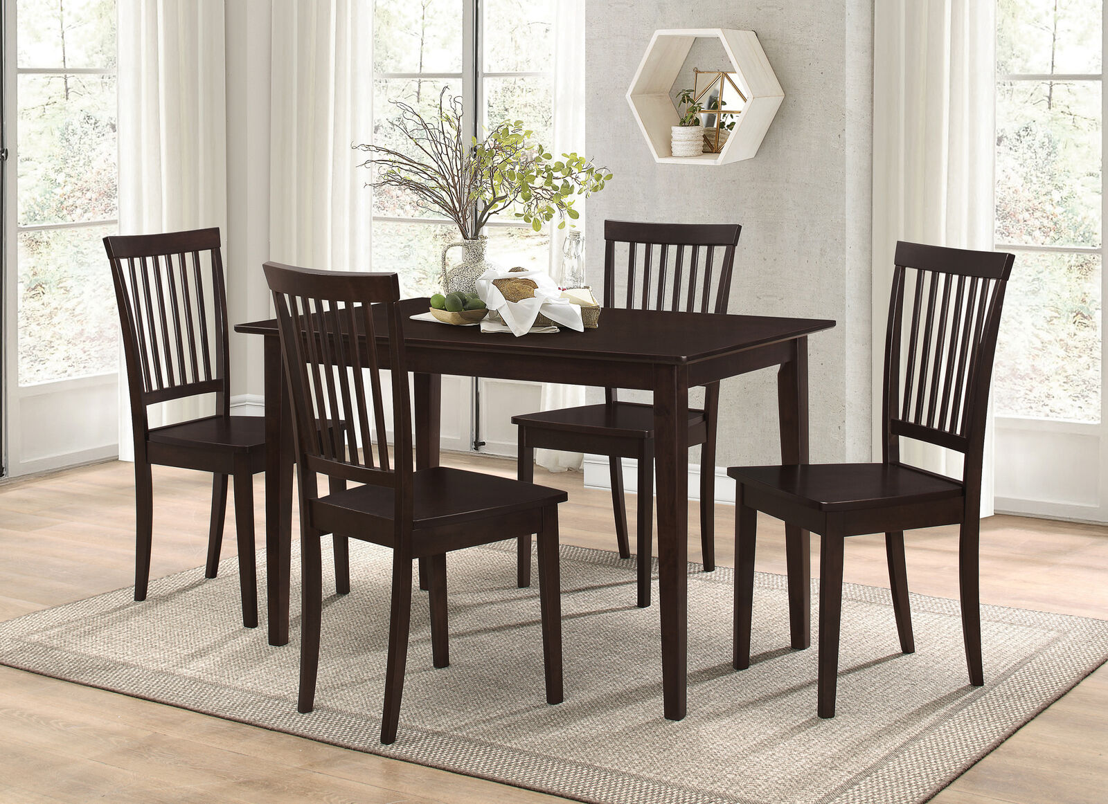 Coaster Company Oakdale Apartment 5 Piece Dinette Casual Dining Set Cappuccino