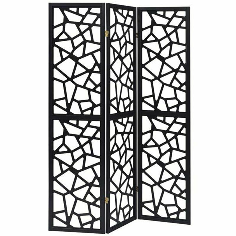 Nailan 3-panel Open Mosaic Pattern Room Divider Black