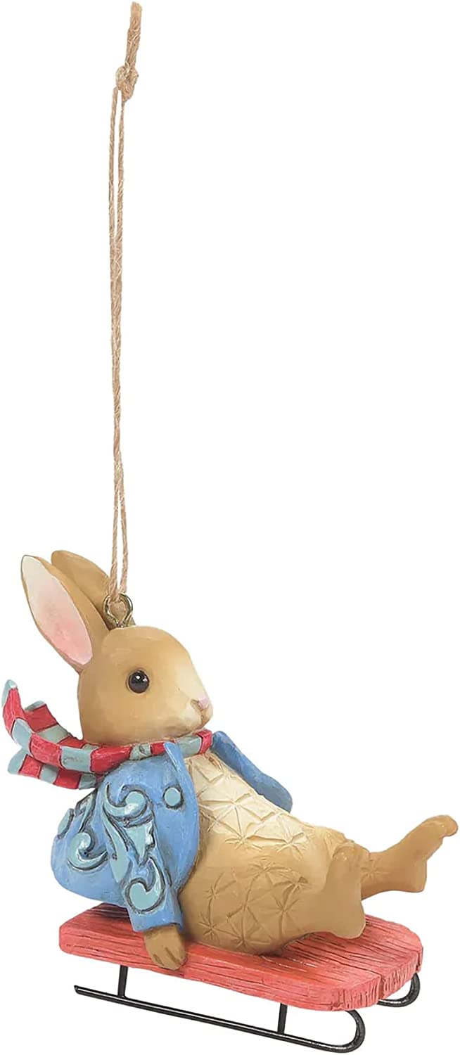 Enesco Beatrix Potter by Jim Shore Peter Rabbit Sledging, Hanging Ornament