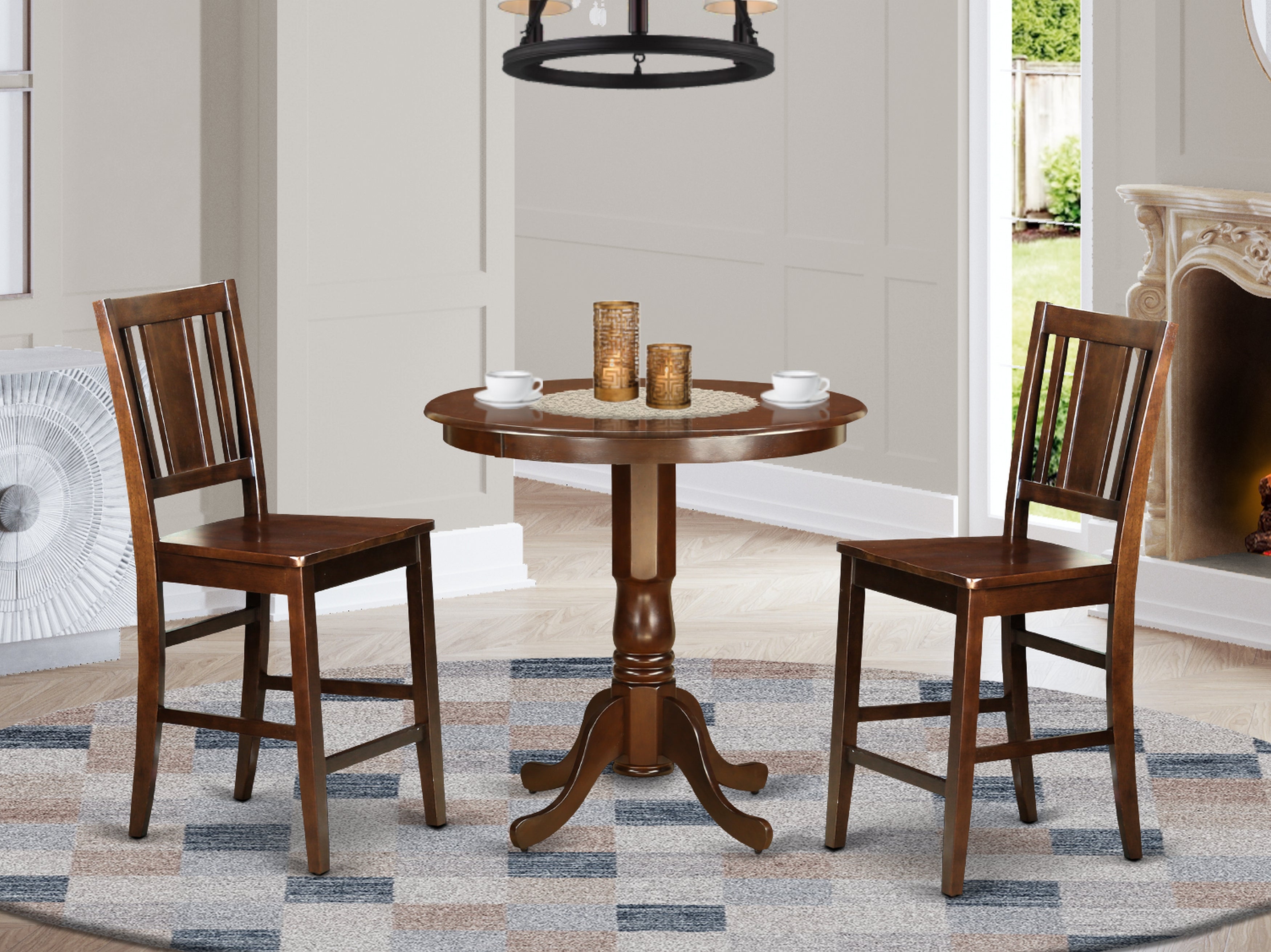 JABU3-MAH-W 3 Pc pub Table set - Dinette Table and 2 counter height Dining chair.