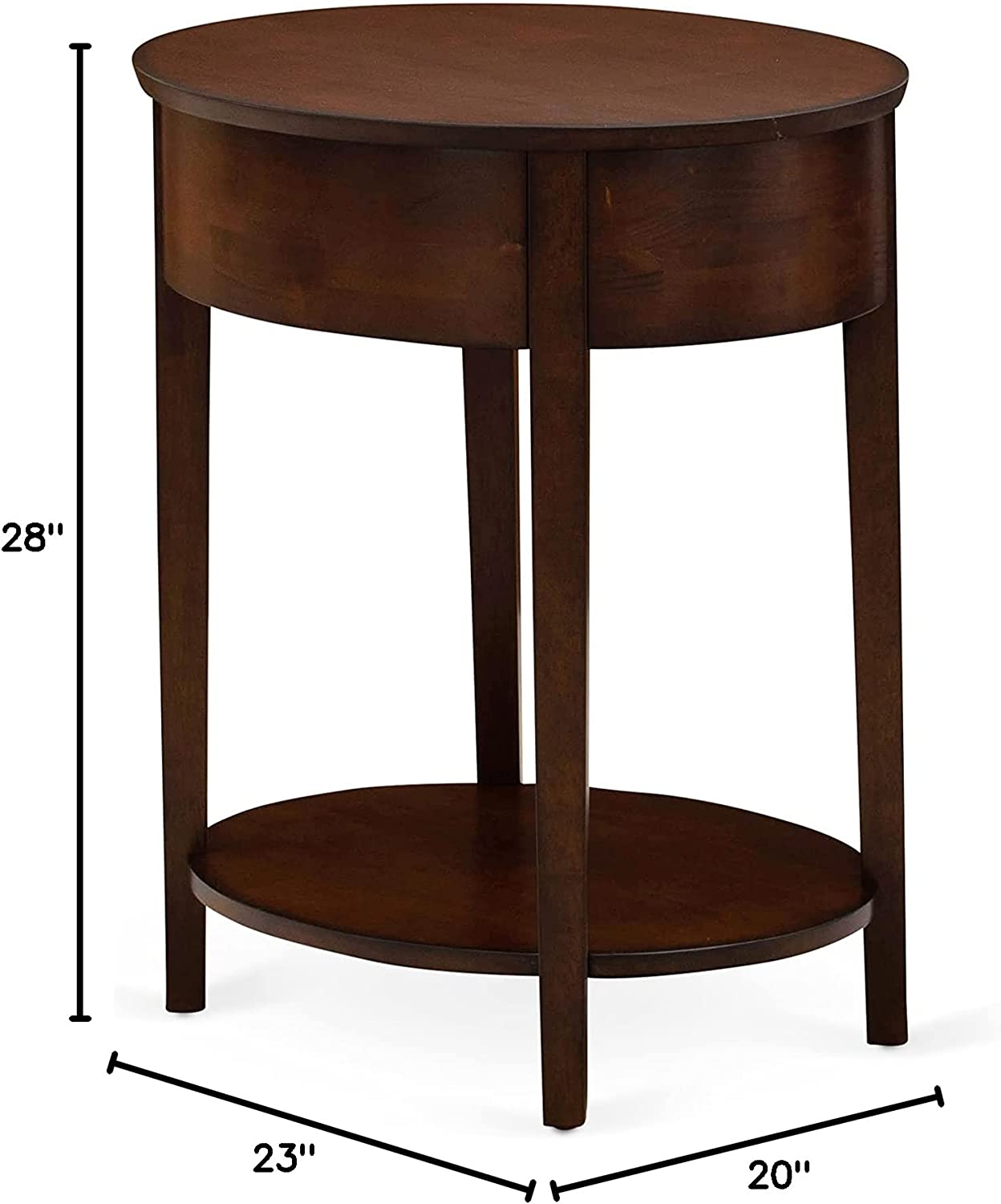 Mid Century Modern HI-0M-ET Solid Wood End Table with Drawer Antique Mahogany Finish