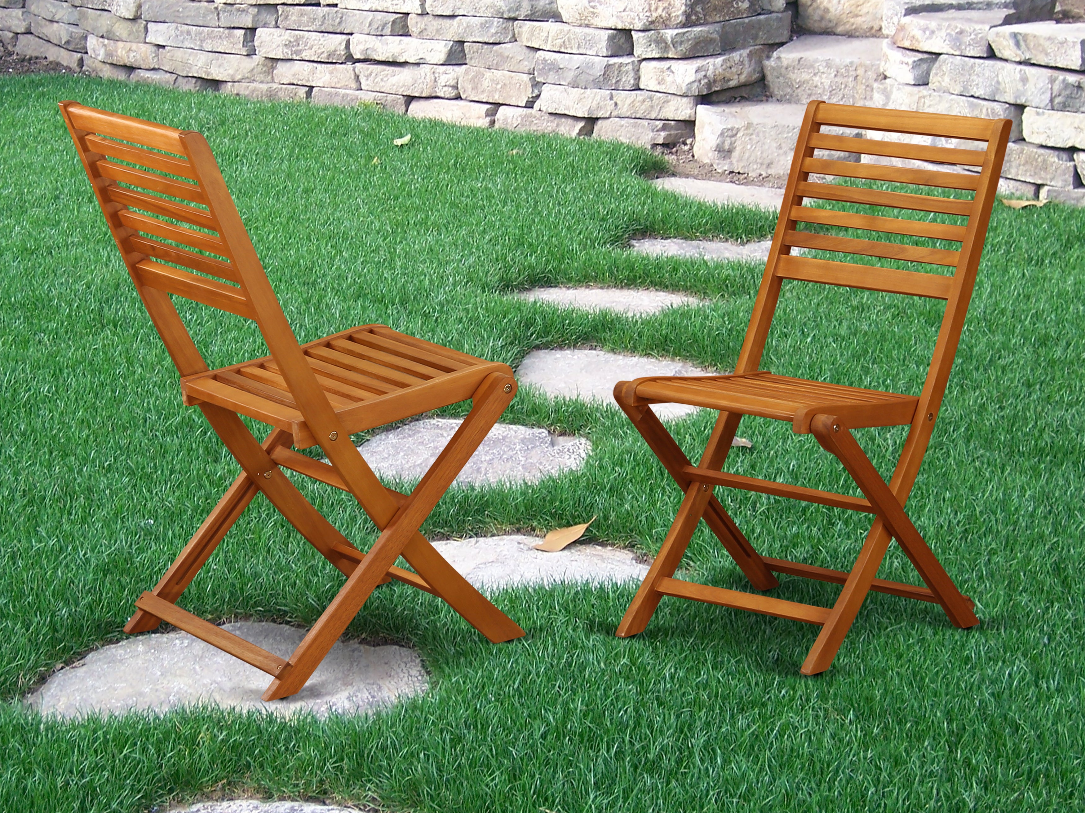 BBSCWNA Solid Acacia Solid wood Outdoor-Furniture Side Foldable Chair-Set of two