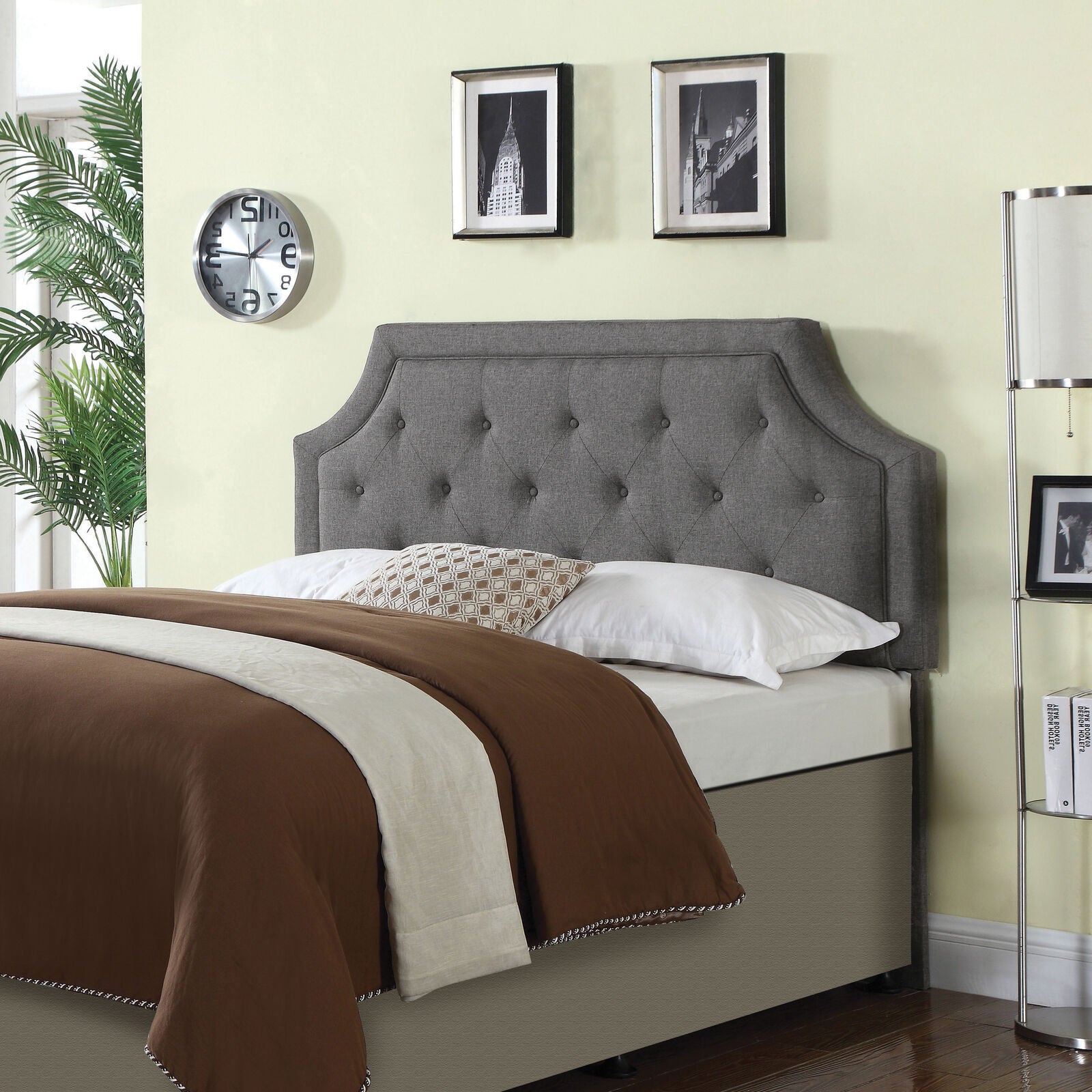 Rutherford Queen / Full Adjustable Tufted Upholstered Headboard Bed Grey