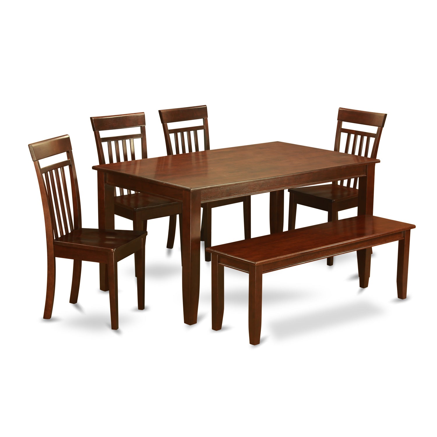 DUCA6D-MAH-W 6 Pc Dining room set with bench-Dinette Table and 4 Chairs and Bench