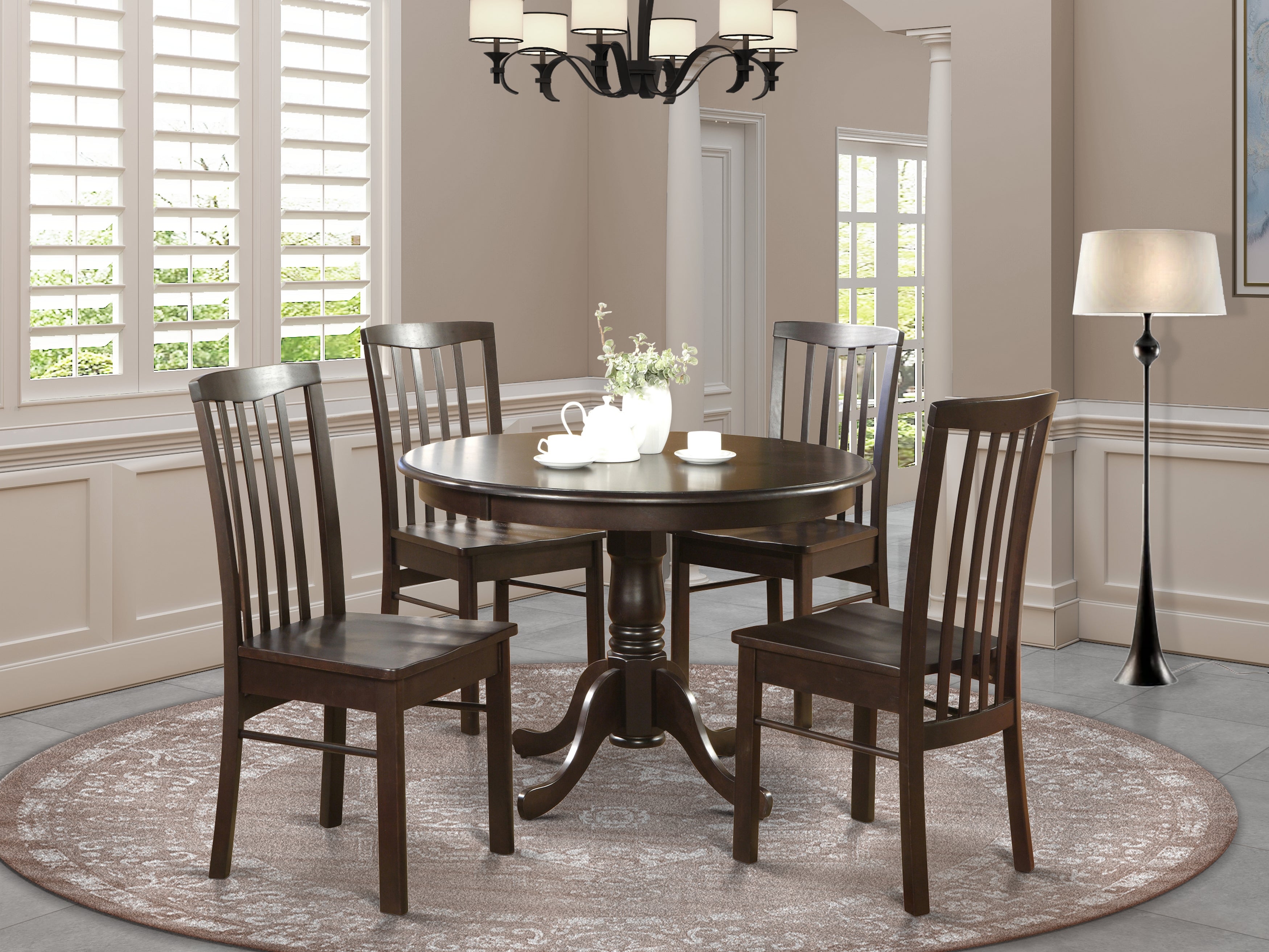 HART5-CAP-W 5 Pc small Kitchen Table and Chairs set-Table Round Table and 4 dinette Chairs