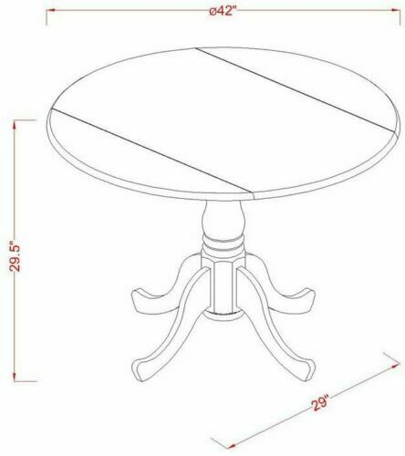 Dublin Drop-leaf 42" Round Pedestal Kitchen Dining Table Off White DLT-WHI-TP